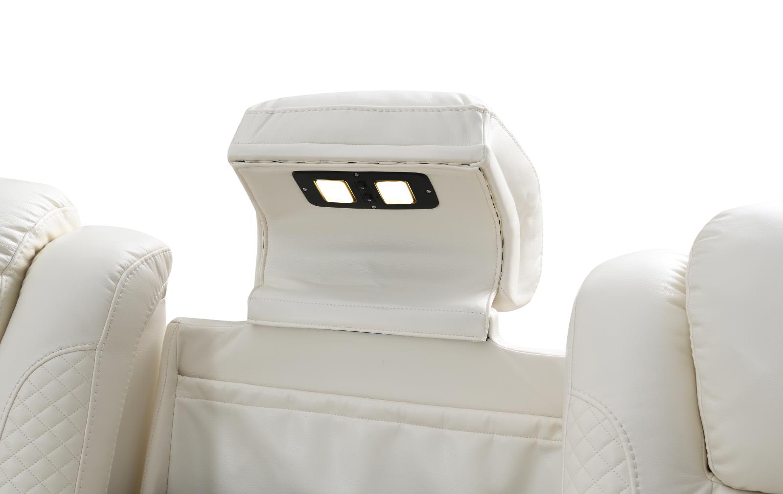 White LED Power Reclining Loveseat with Power Headrest (U94) — view 11