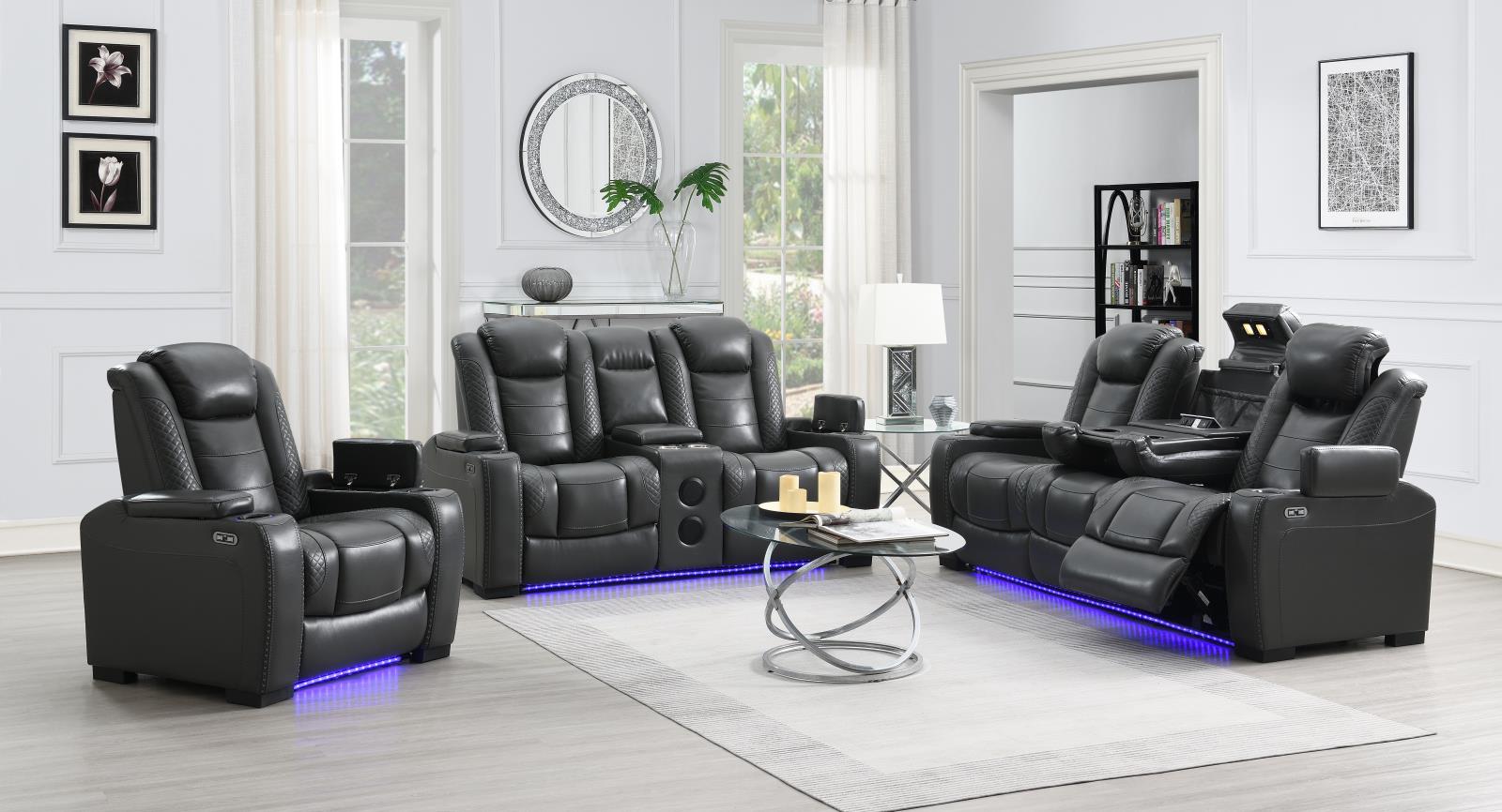 Gray Power Reclining Sofa & Loveseat (U93)