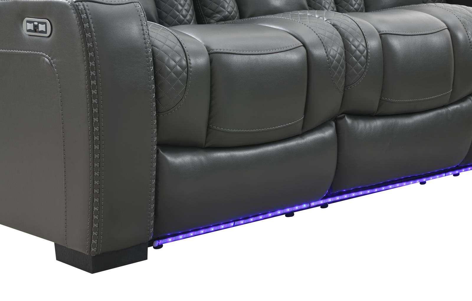 Gray Power Reclining Sofa & Loveseat (U93) — view 4
