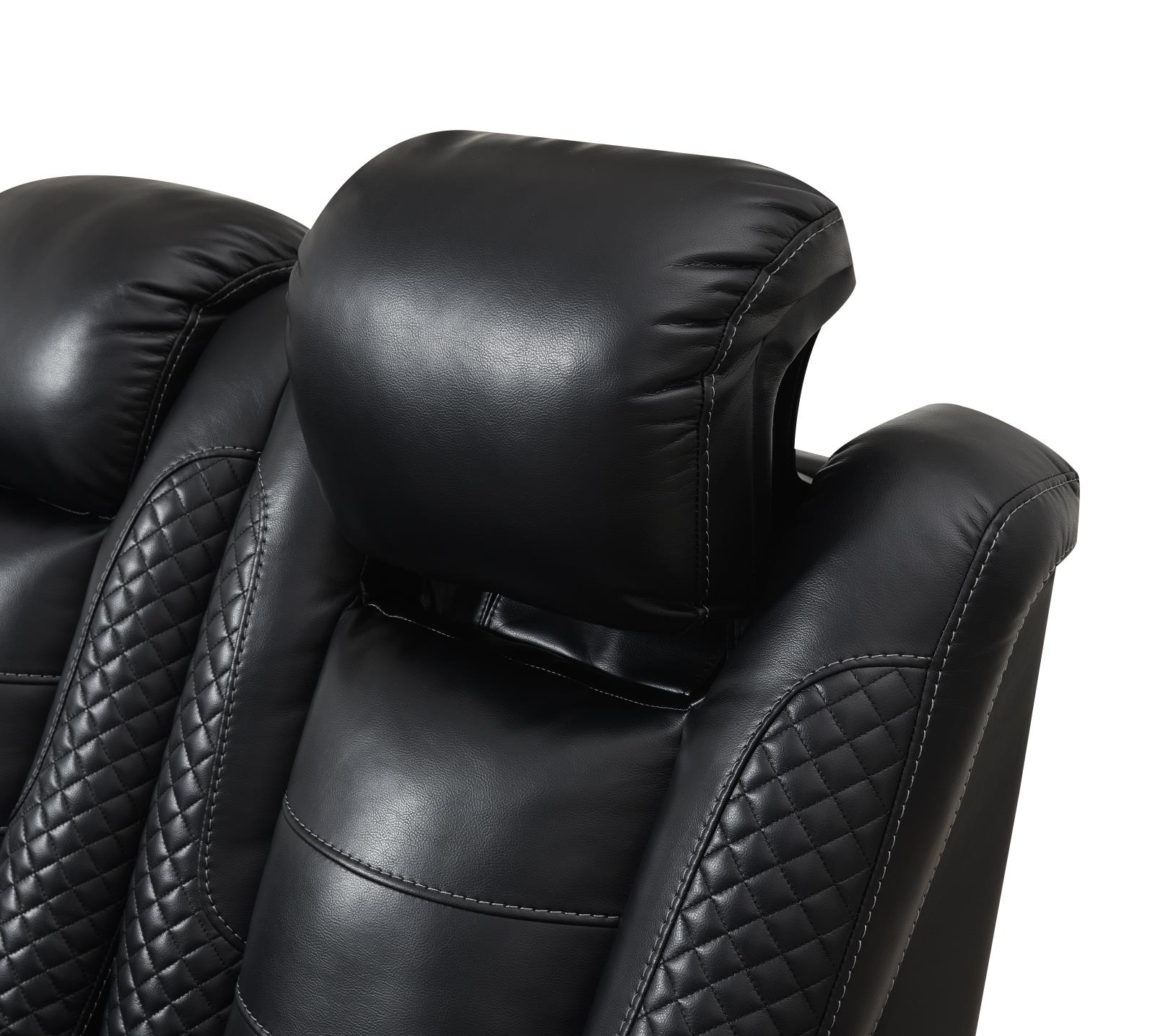 Black LED Power Reclining Chair with Power Headrest (U92) — view 9