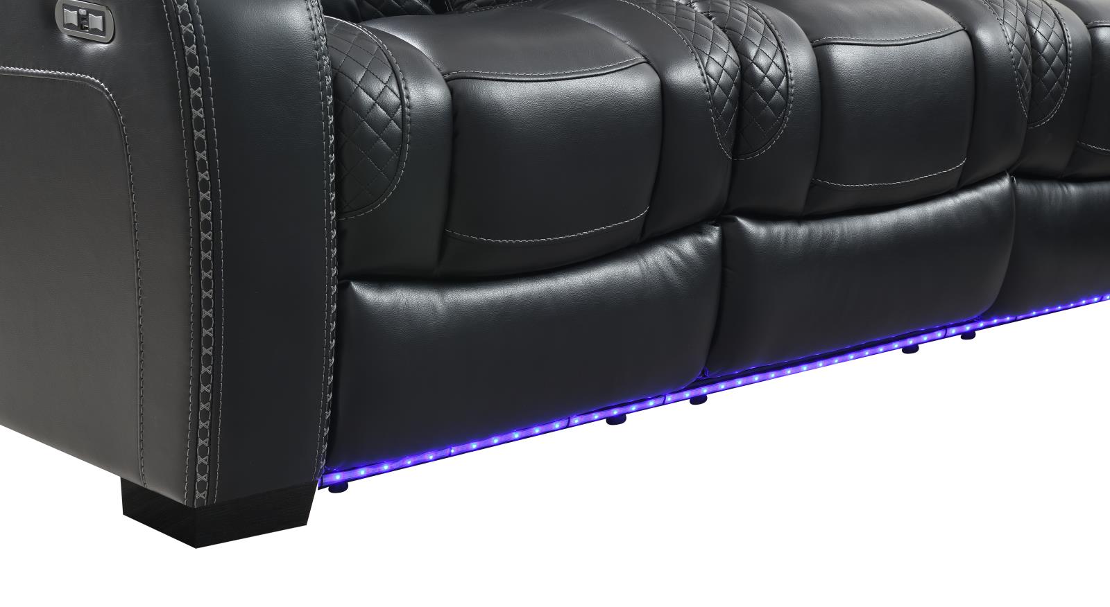 Black LED Power Reclining Chair with Power Headrest (U92) — view 3