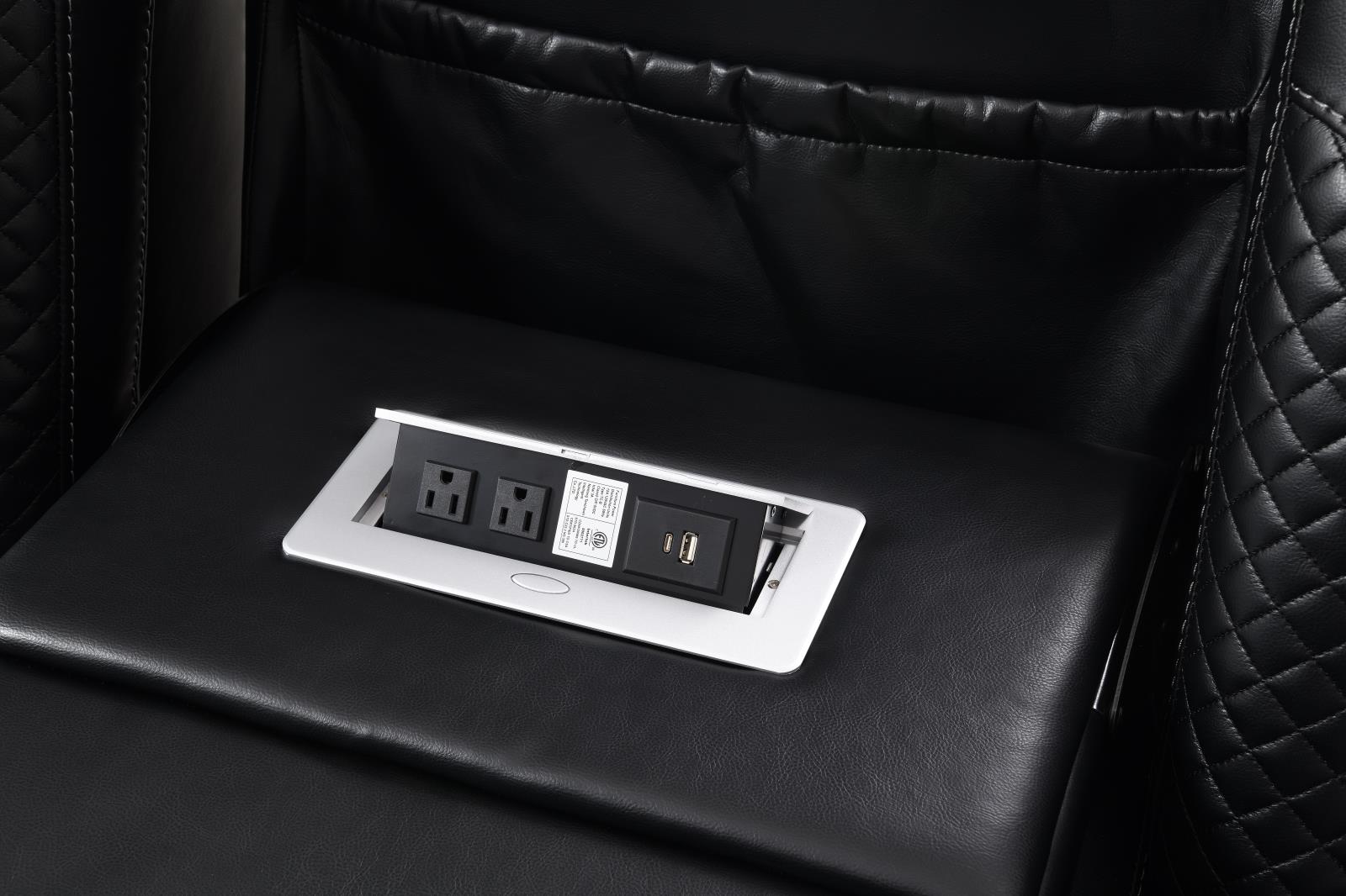 Black LED Power Reclining Chair with Power Headrest (U92) — view 6