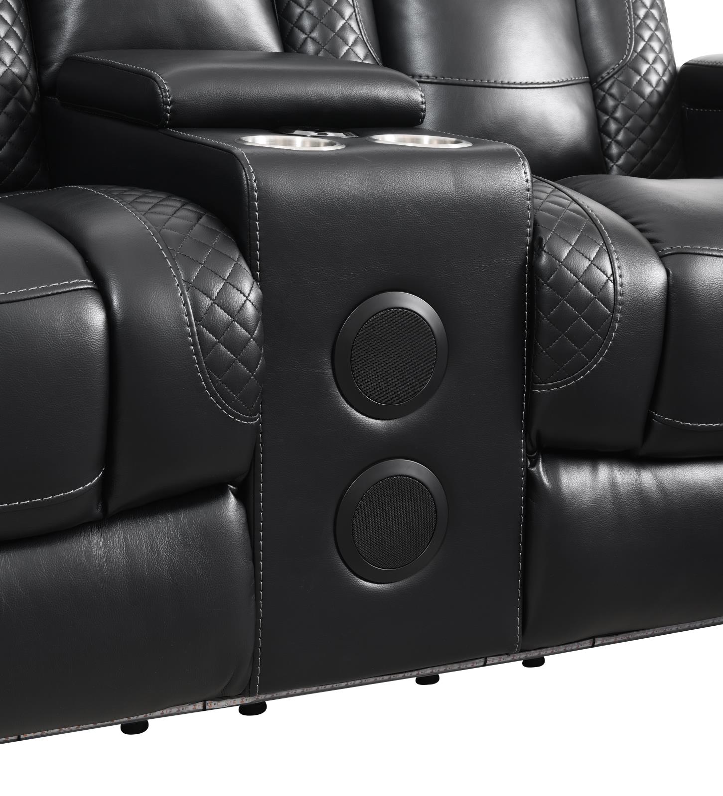 Black LED Power Reclining Chair with Power Headrest (U92) — view 4