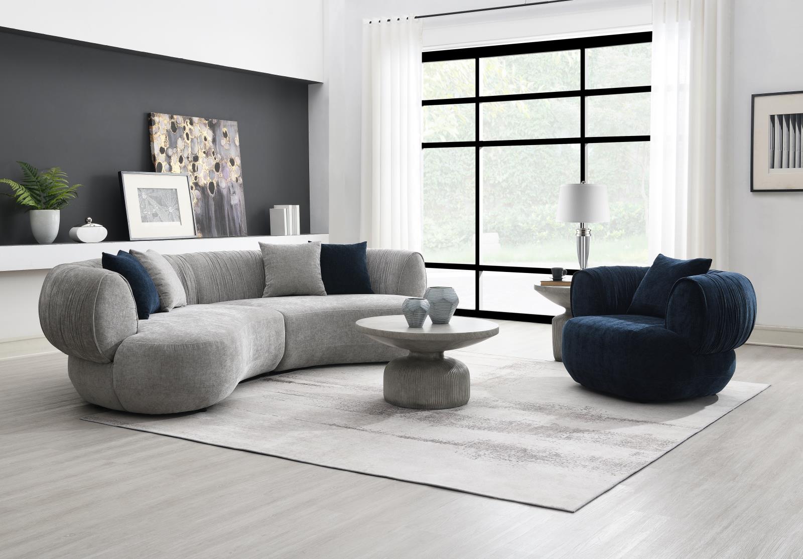 Gray Modern Curved Sofa (U307) — view 7