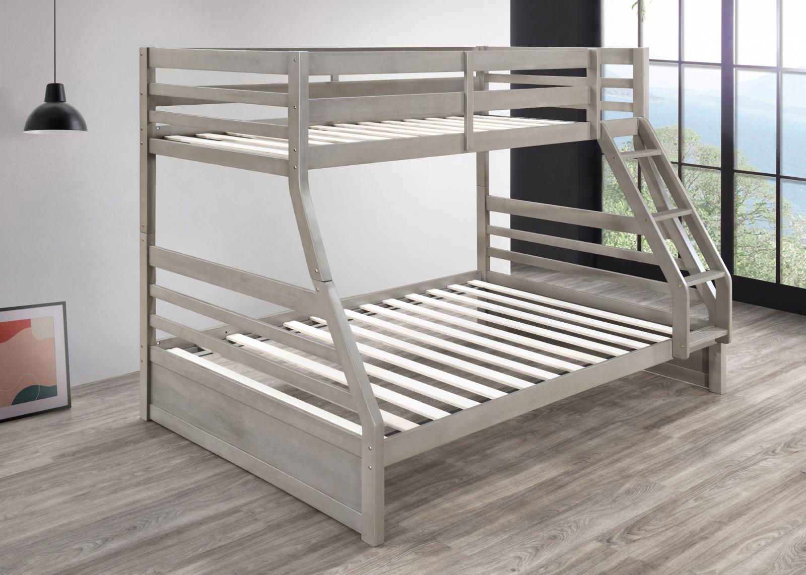 Light Gray Twin/Full Bunk Bed (S090) — view 6