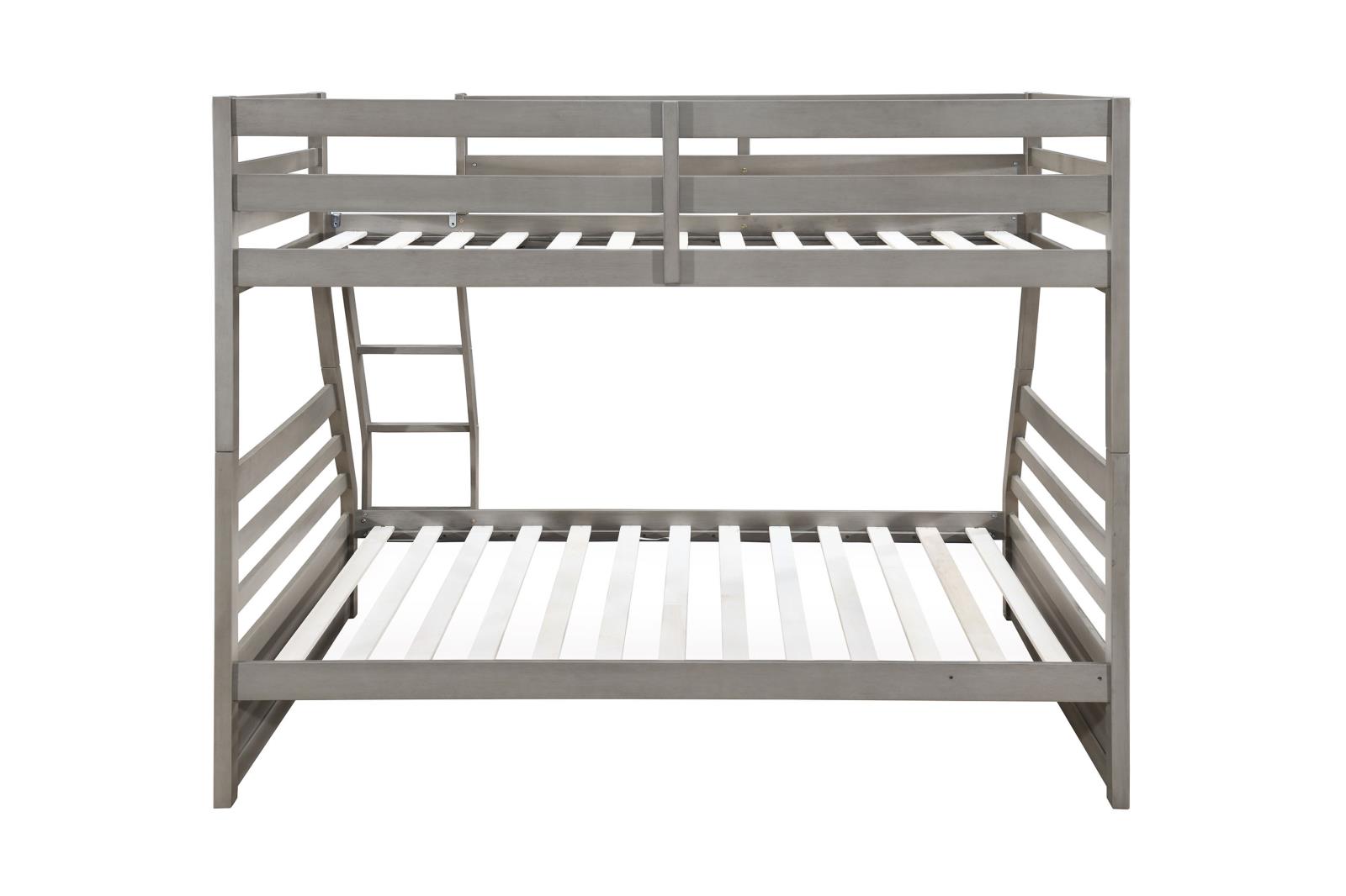 Light Gray Twin/Full Bunk Bed (S090) — view 11