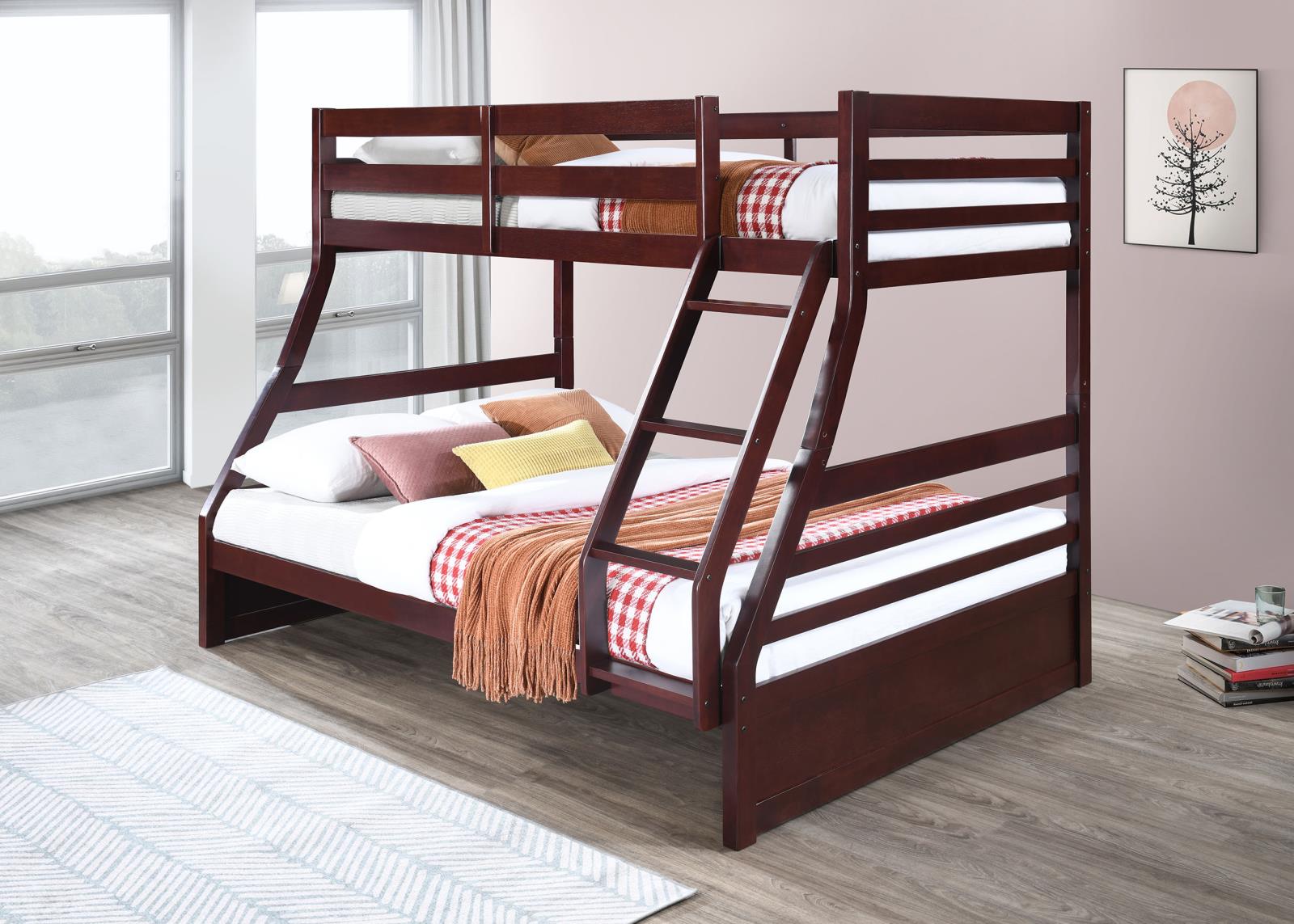Dark Brown Twin/Full Bunk Bed (S091)