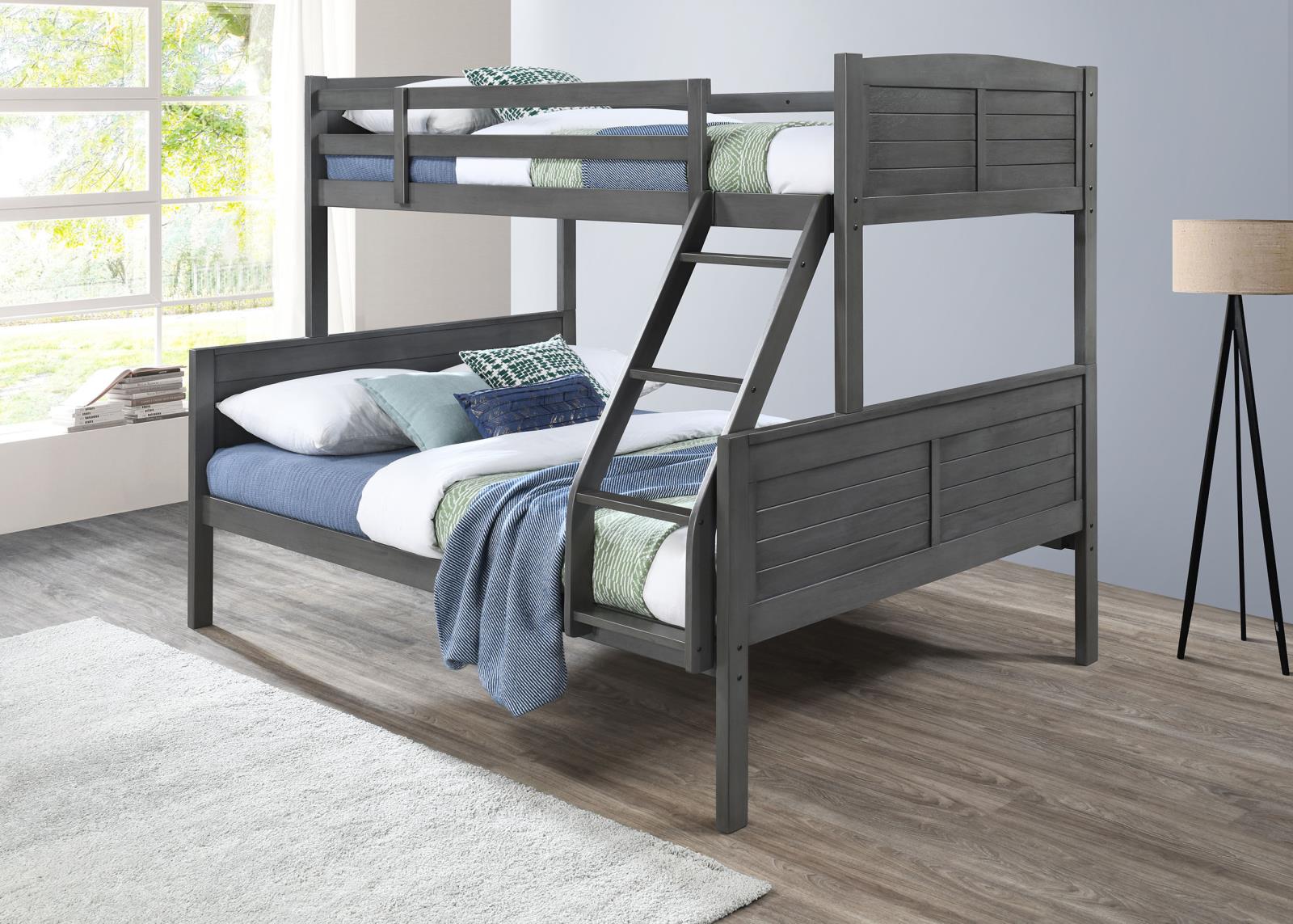 Antique Gray Twin/Full Bunk Bed (S093)