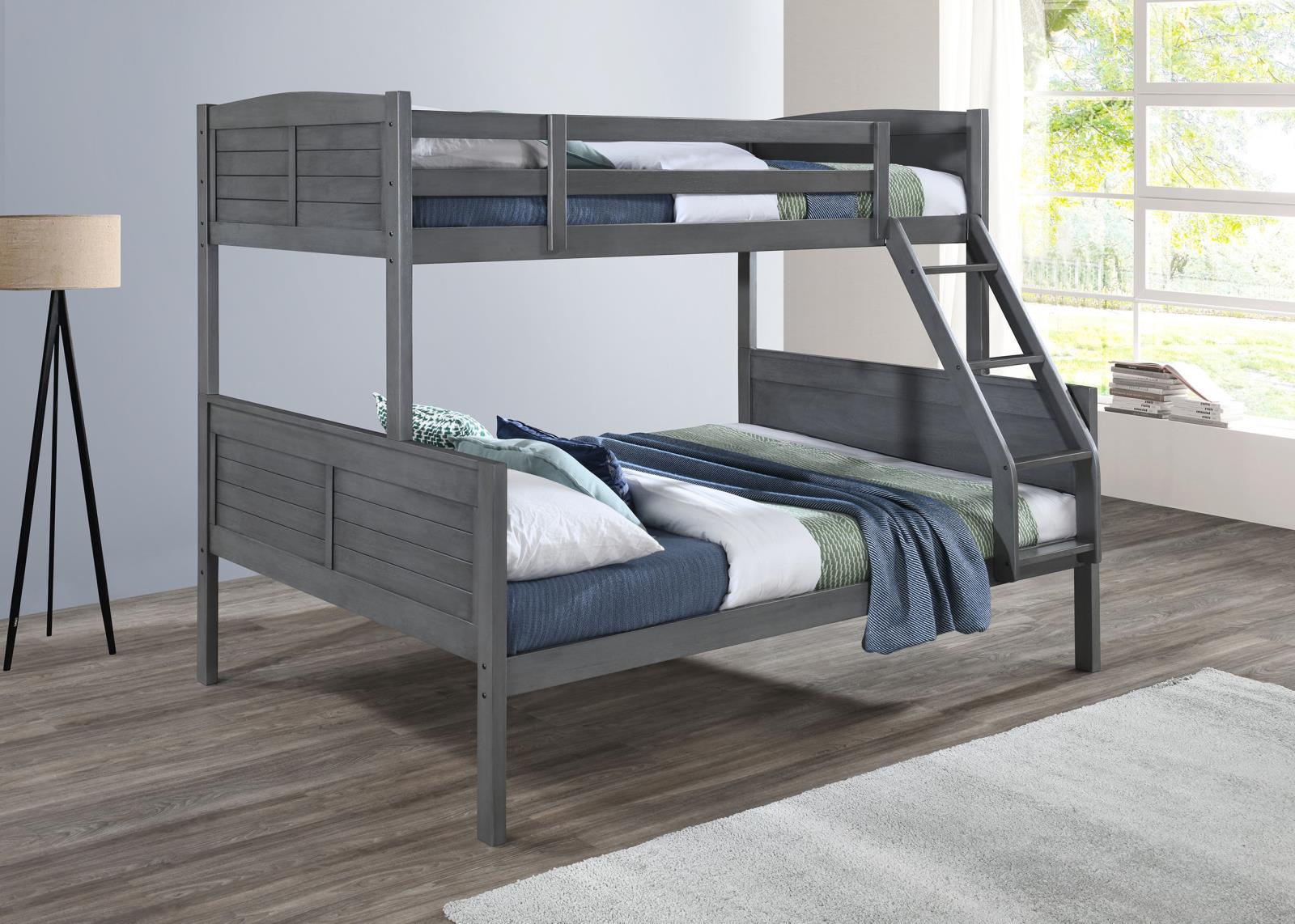 Antique Gray Twin/Full Bunk Bed (S093) — view 7