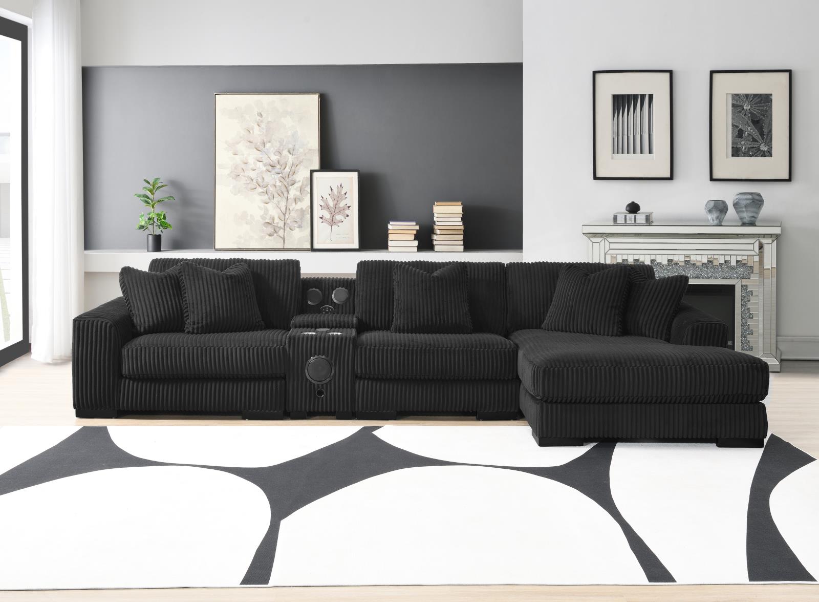 Black Corner Chaise (U242) — view 6