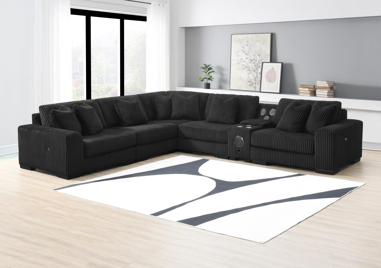 Black Corner Chaise (U242) — view 10