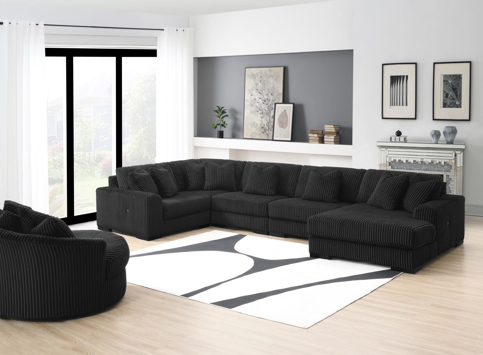 Black Corner Chaise (U242) — view 12