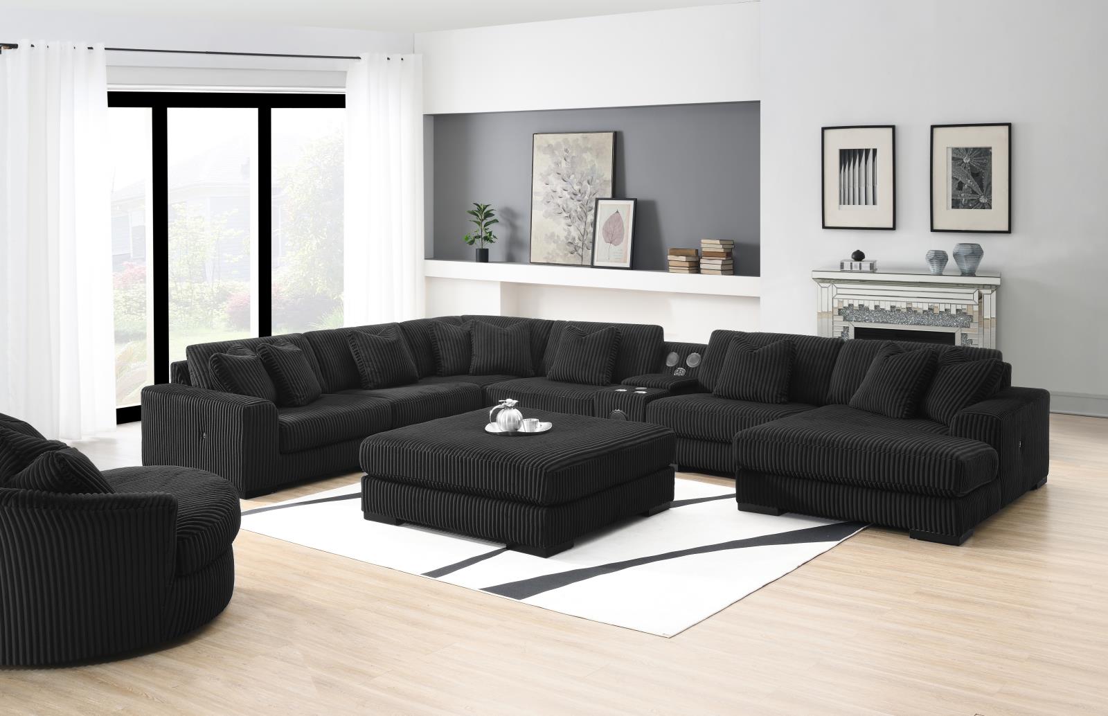 Black Corner Chaise (U242) — view 2