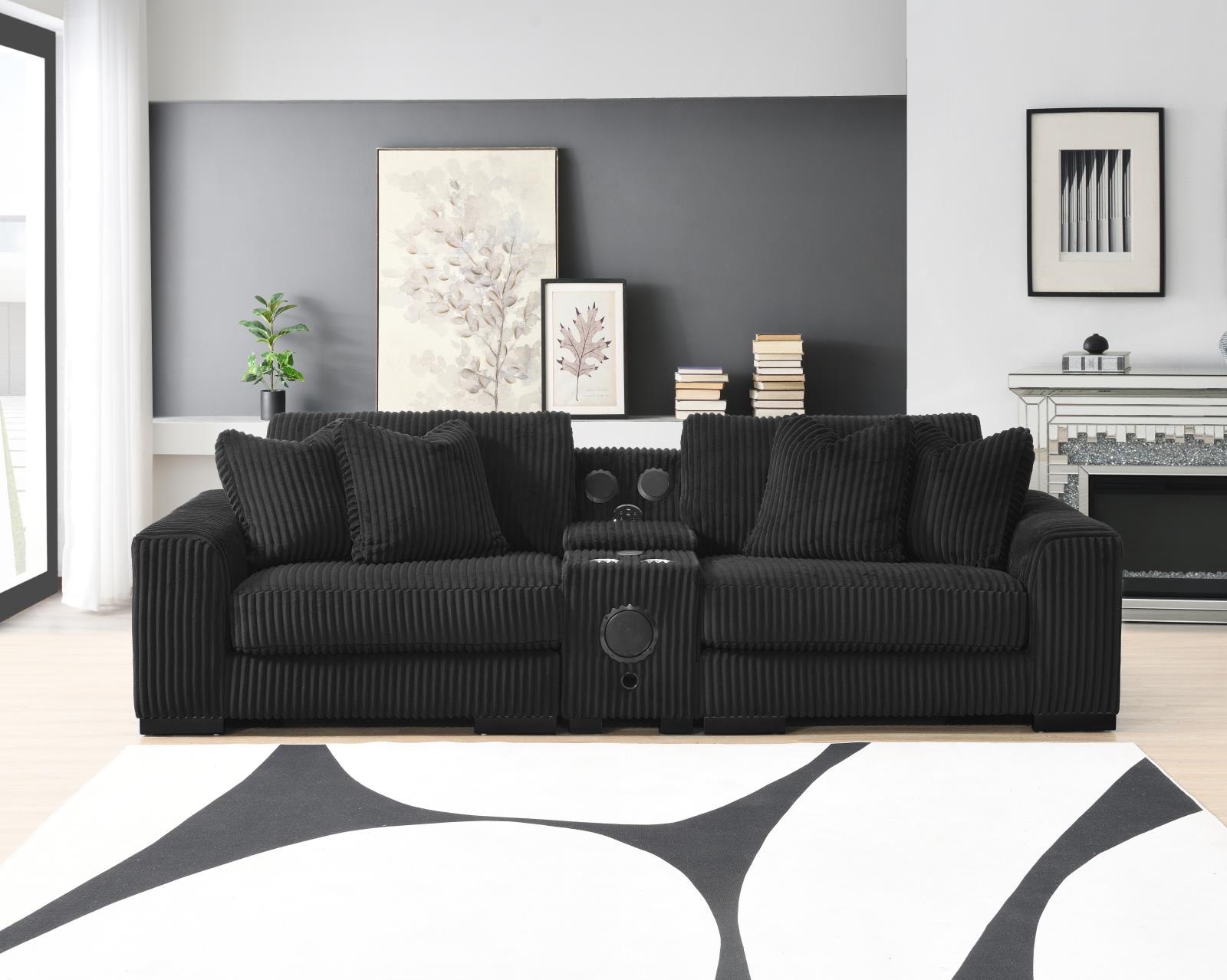 Black 7-Piece Sectional with Right Chaise (U242) — view 4