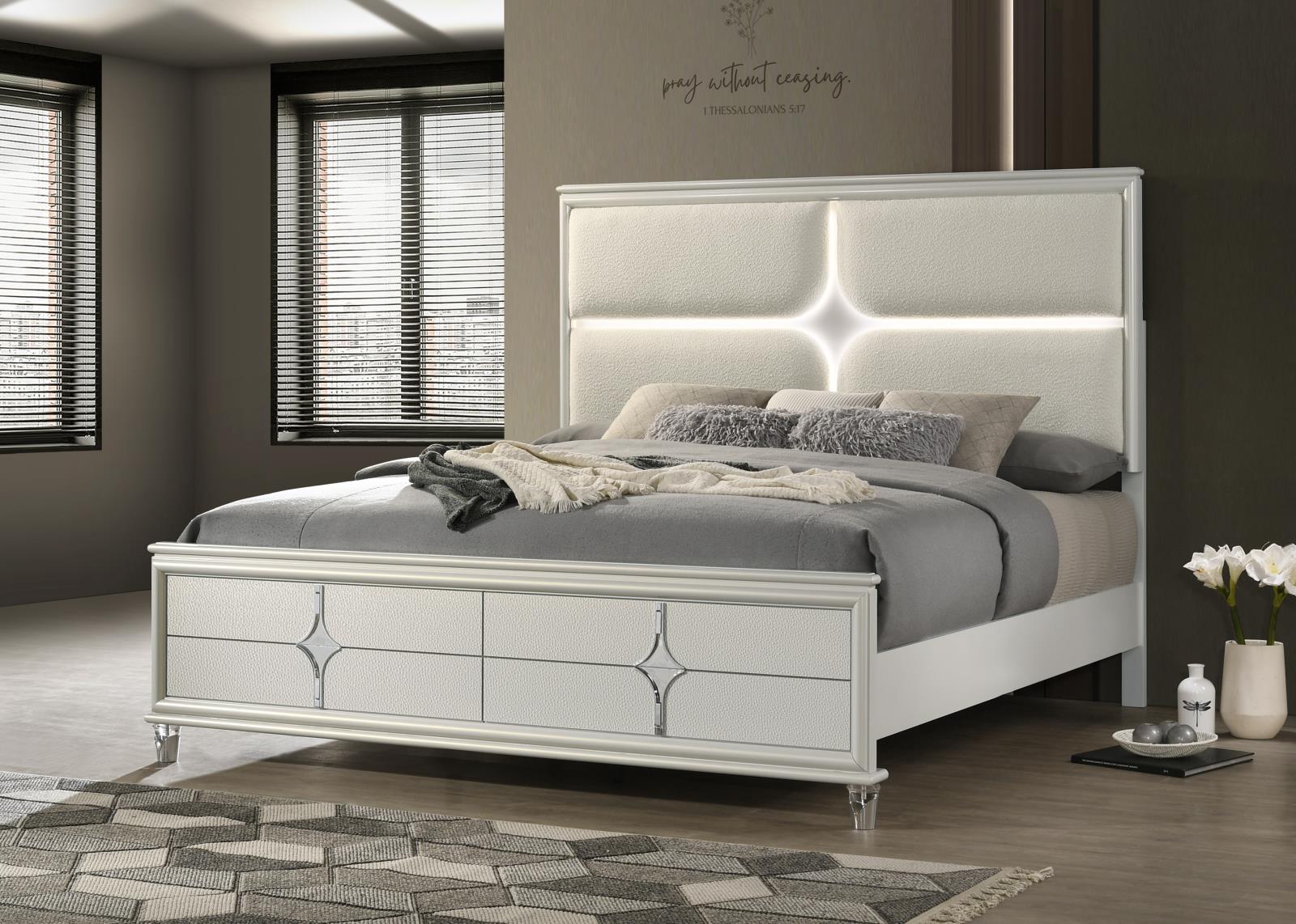 Champagne Gold King Bed, Dresser, Mirror, Chest & Nightstand (B025) — view 6
