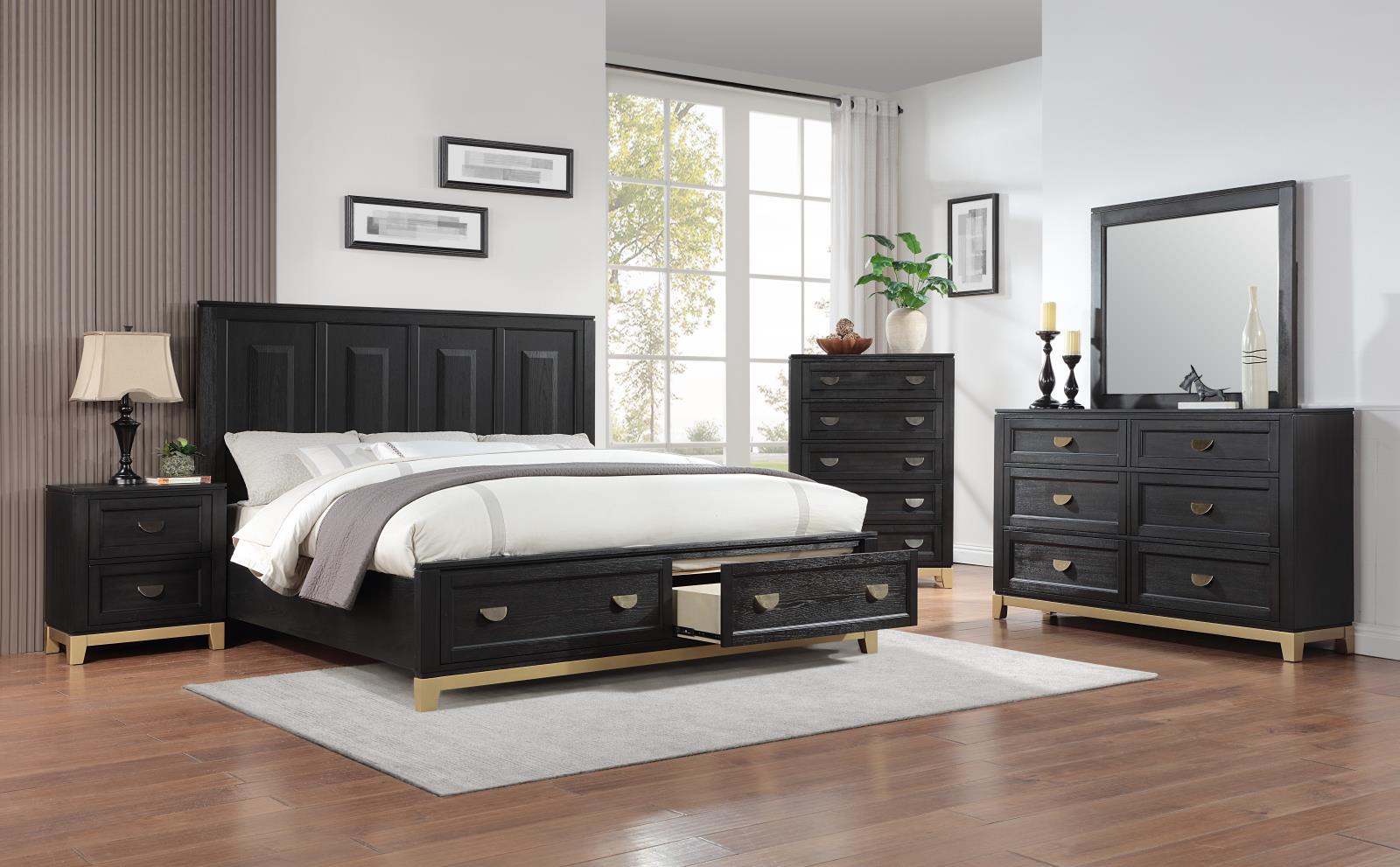 Black/Gold Nightstand (B236) — view 2