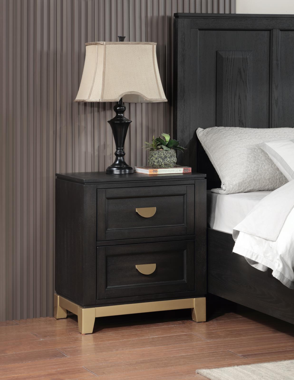 Black/Gold Nightstand (B236)