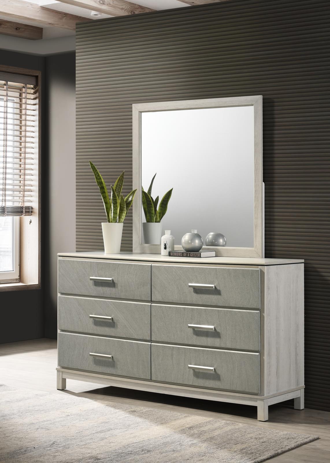 Light Beige Queen Bed, Dresser & Mirror (B261) — view 2