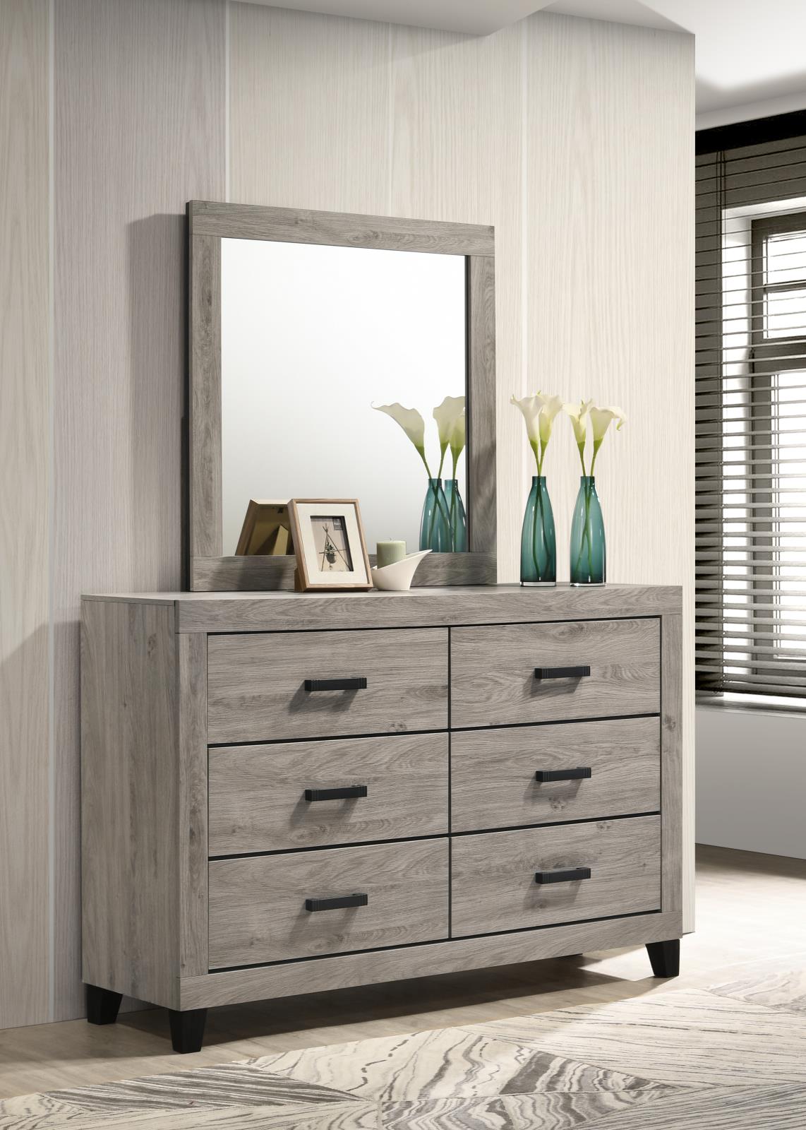 Light Gray King Bed, Dresser & Mirror (B528) — view 2