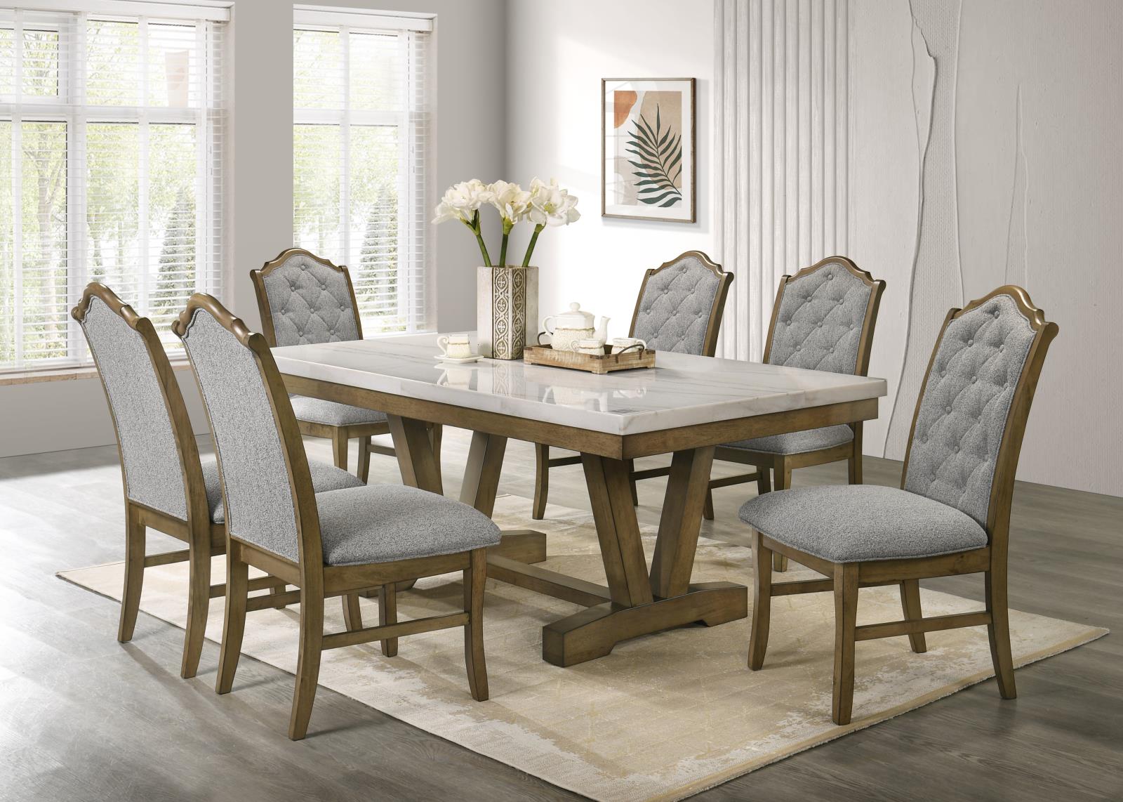Warm Brown Dining Table & 4 Side Chairs (D074)