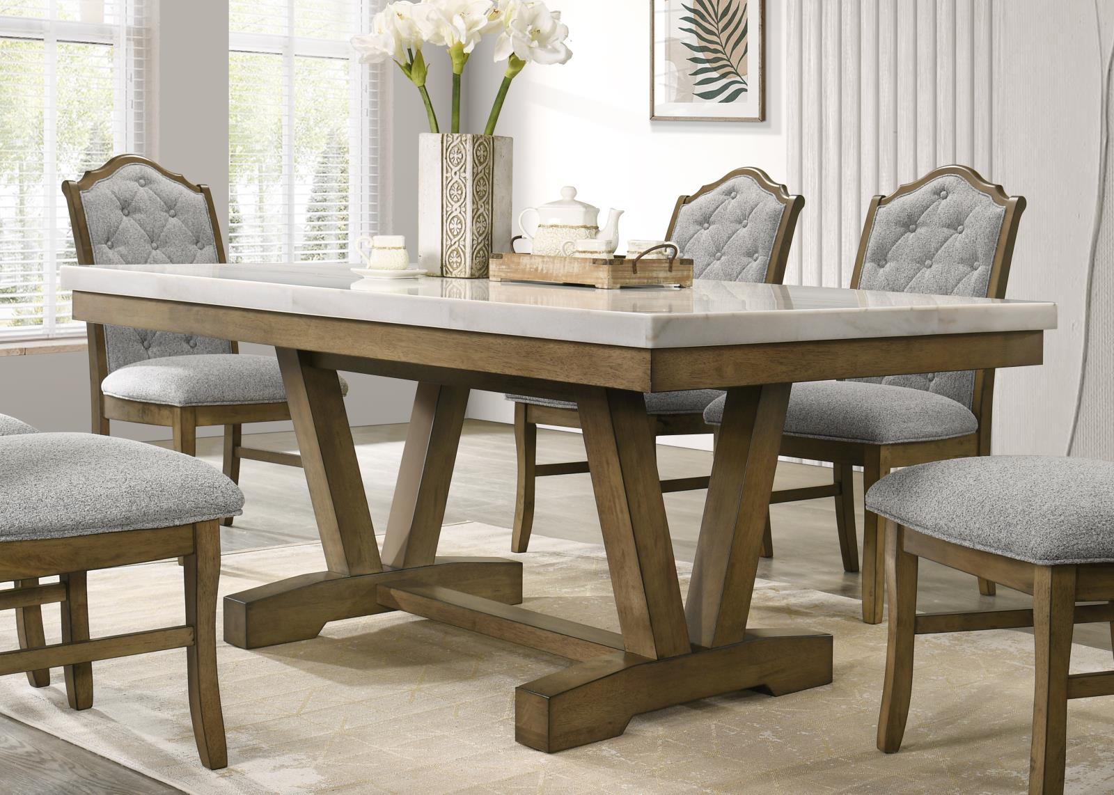 Warm Brown Dark Dry Brush Rectangular Dining Table (D074) — view 6