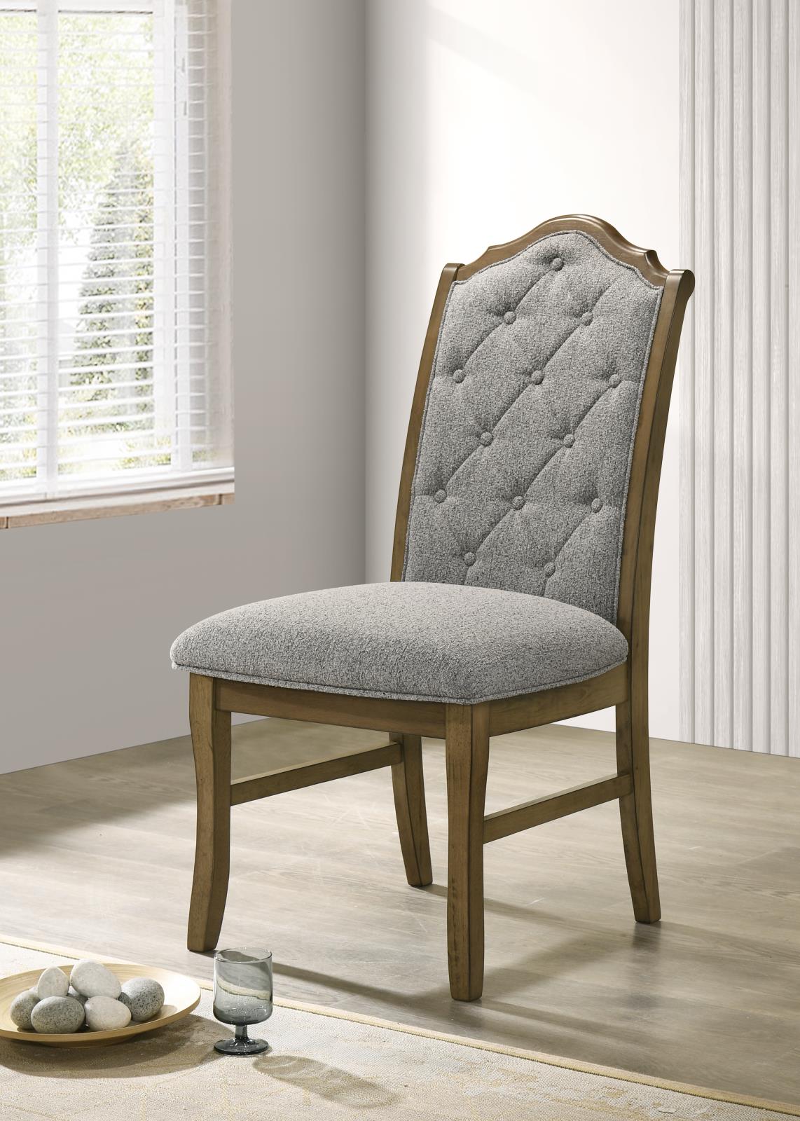 Warm Brown Dining Table & 4 Side Chairs (D074) — view 3