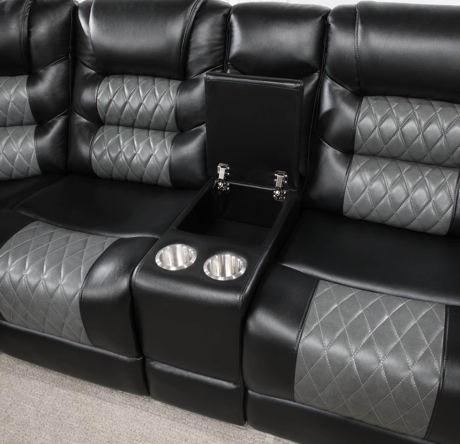 Black/Gray Motion 3-Piece Sectional (U89) — view 2