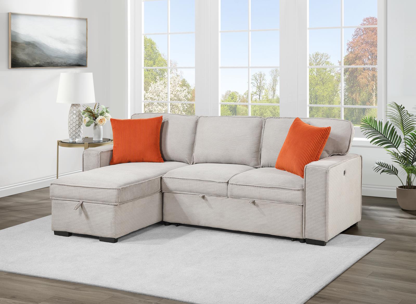 Light Brown Sofa Chaise Sectional (U393) — view 2