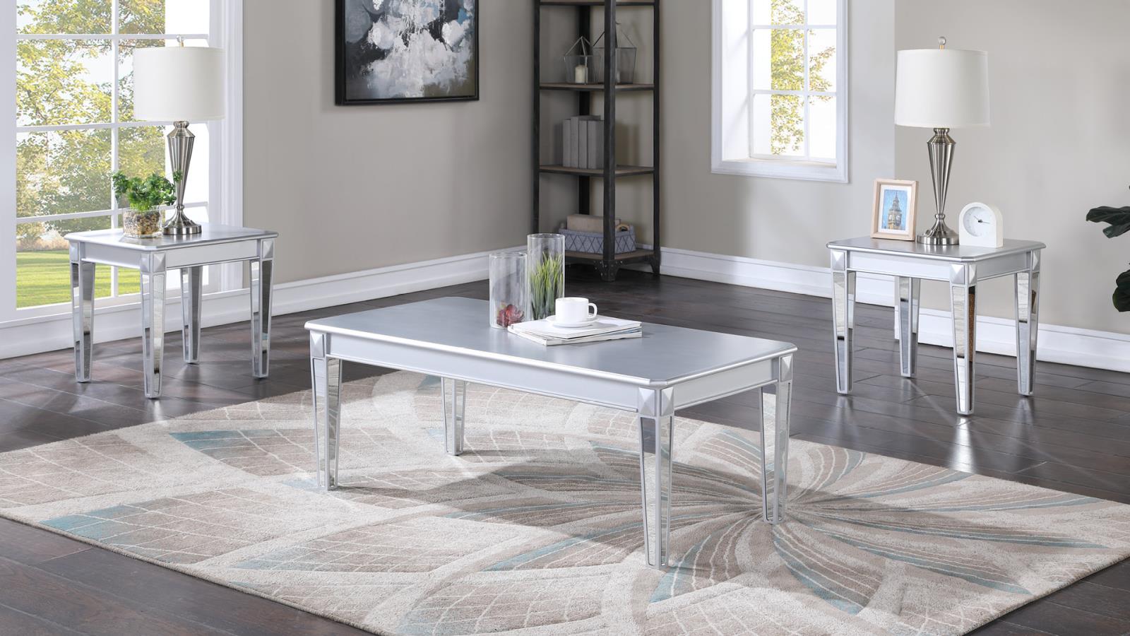 Silver Shimmer 3-Piece Table Set (T160)