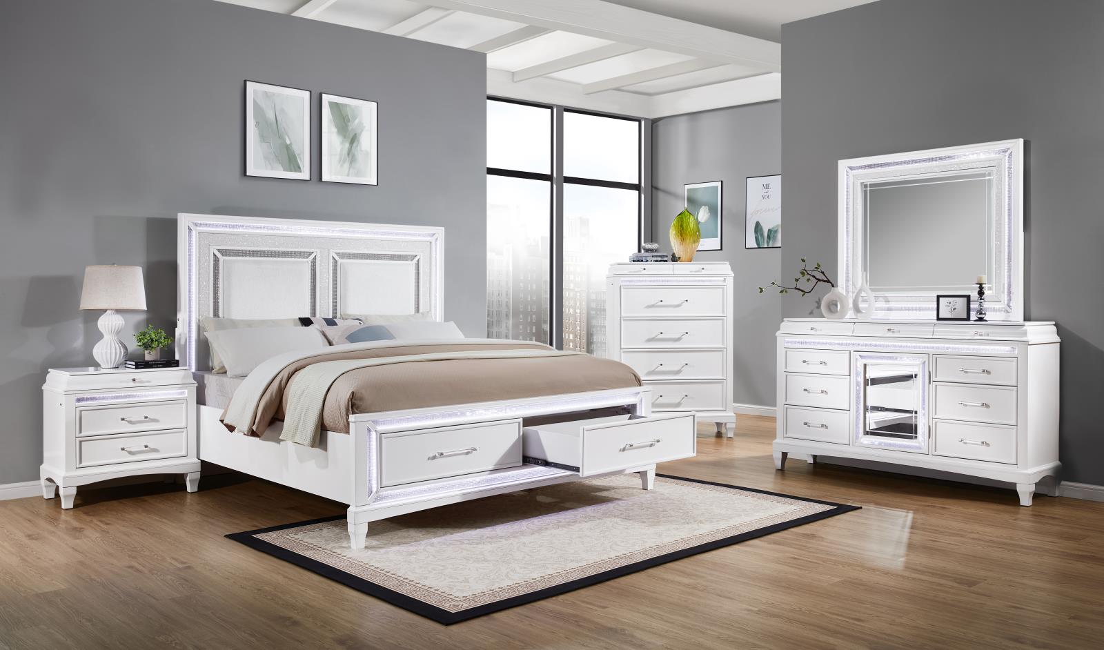 White LED Nightstand (B045) — view 2