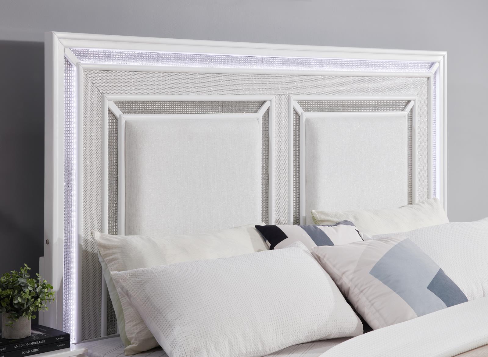 White LED Queen Bed (B045) — view 3