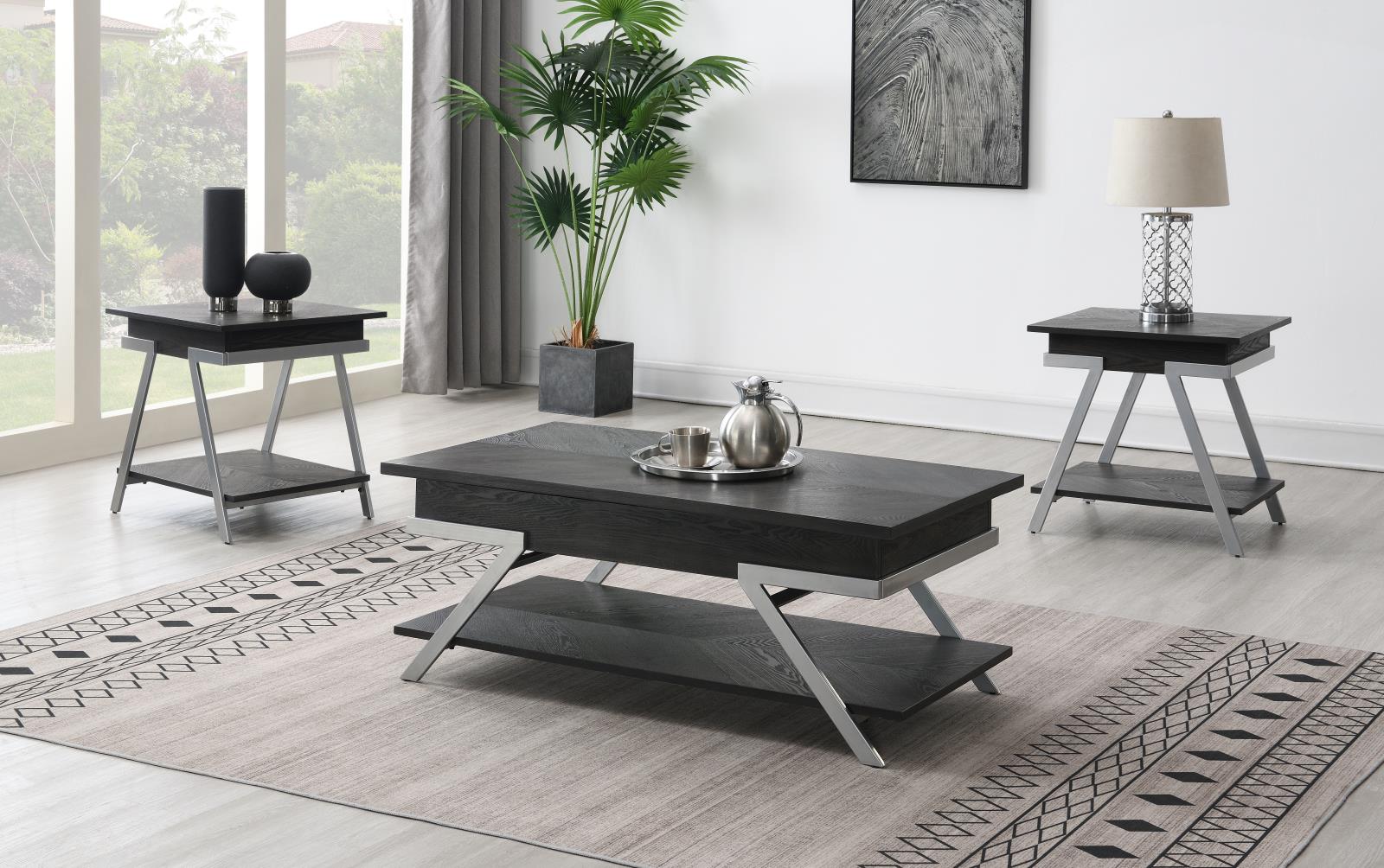 Dark Gray Coffee Table & 2 End Tables (T101)