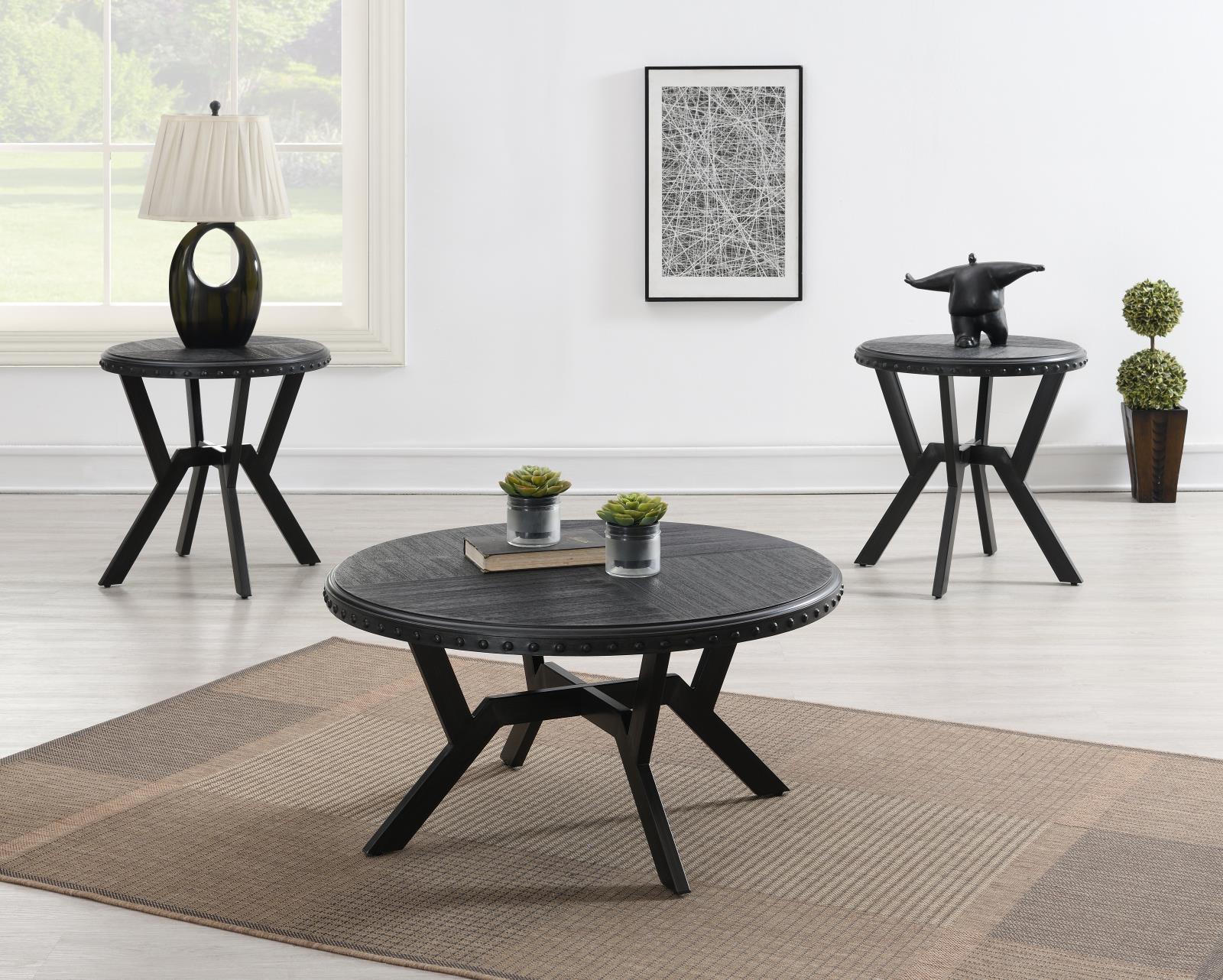 Dark Gray Coffee Table & 2 End Tables (T116)