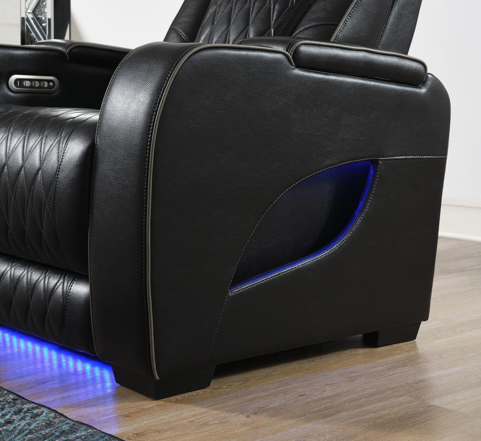 Black Power Reclining Sofa, Loveseat & Chair (U70) — view 5