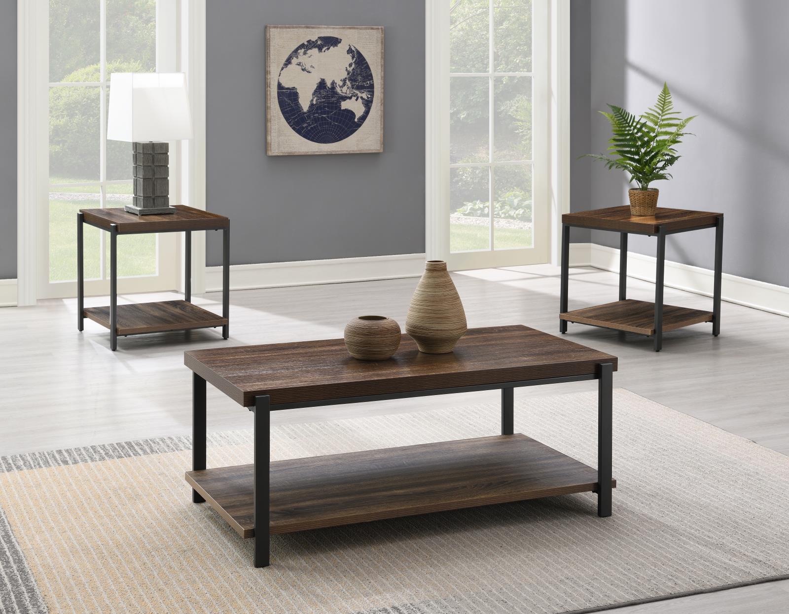 Gray Coffee Table & 2 End Tables (T174)