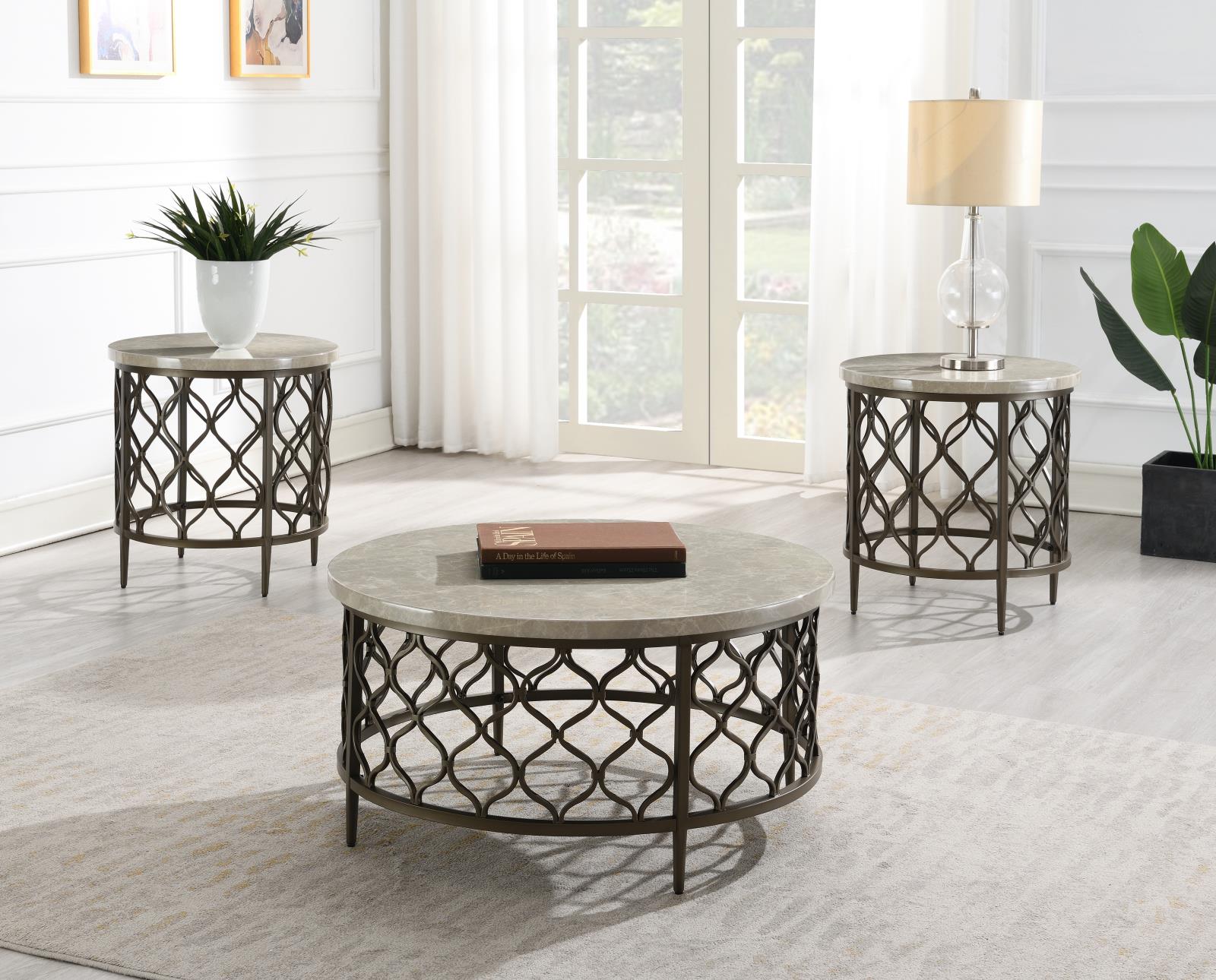 Brown Coffee Table & 2 End Tables (T154)