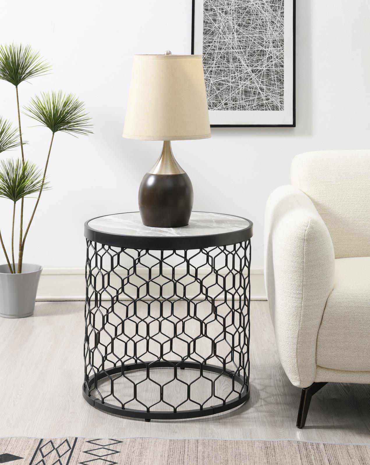 Black/Silver Sparkle Coffee Table & 2 End Tables (T155) — view 2