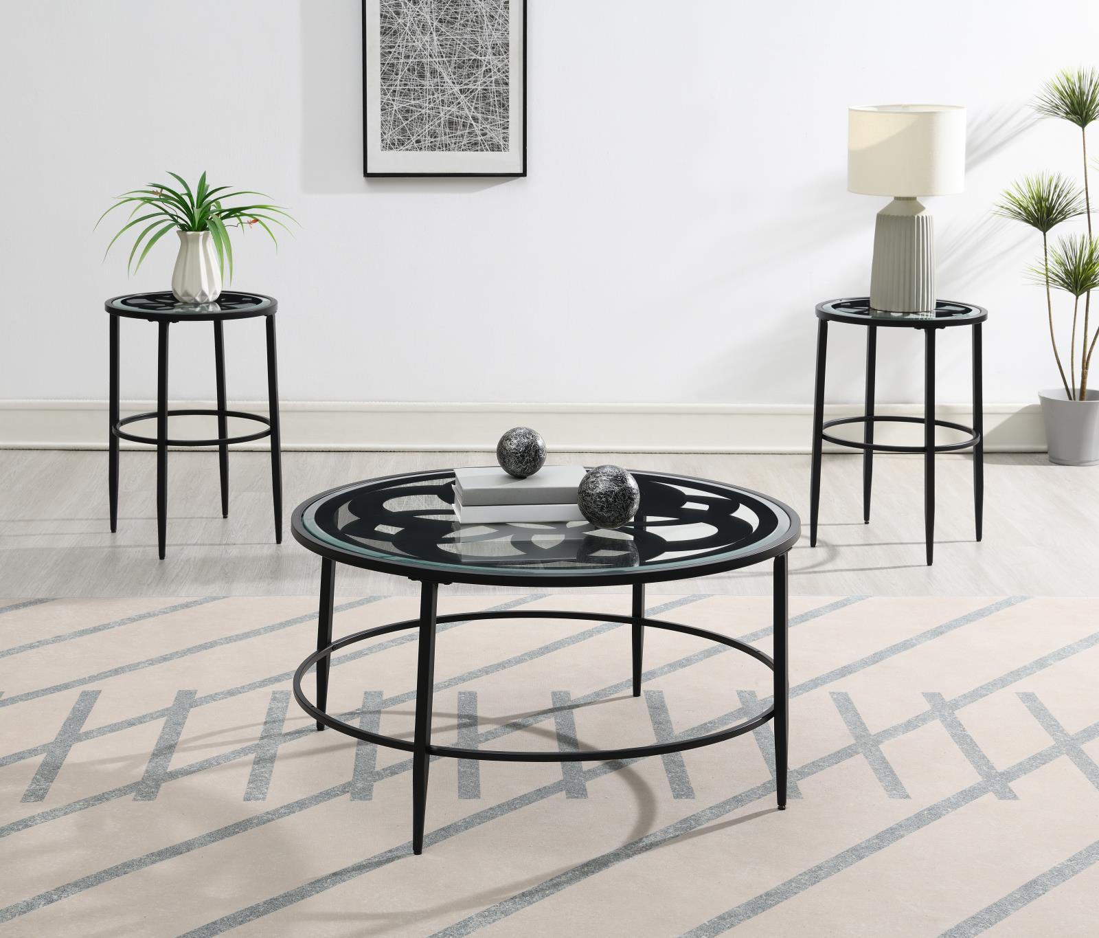 Black Coffee Table & 2 End Tables (T273)