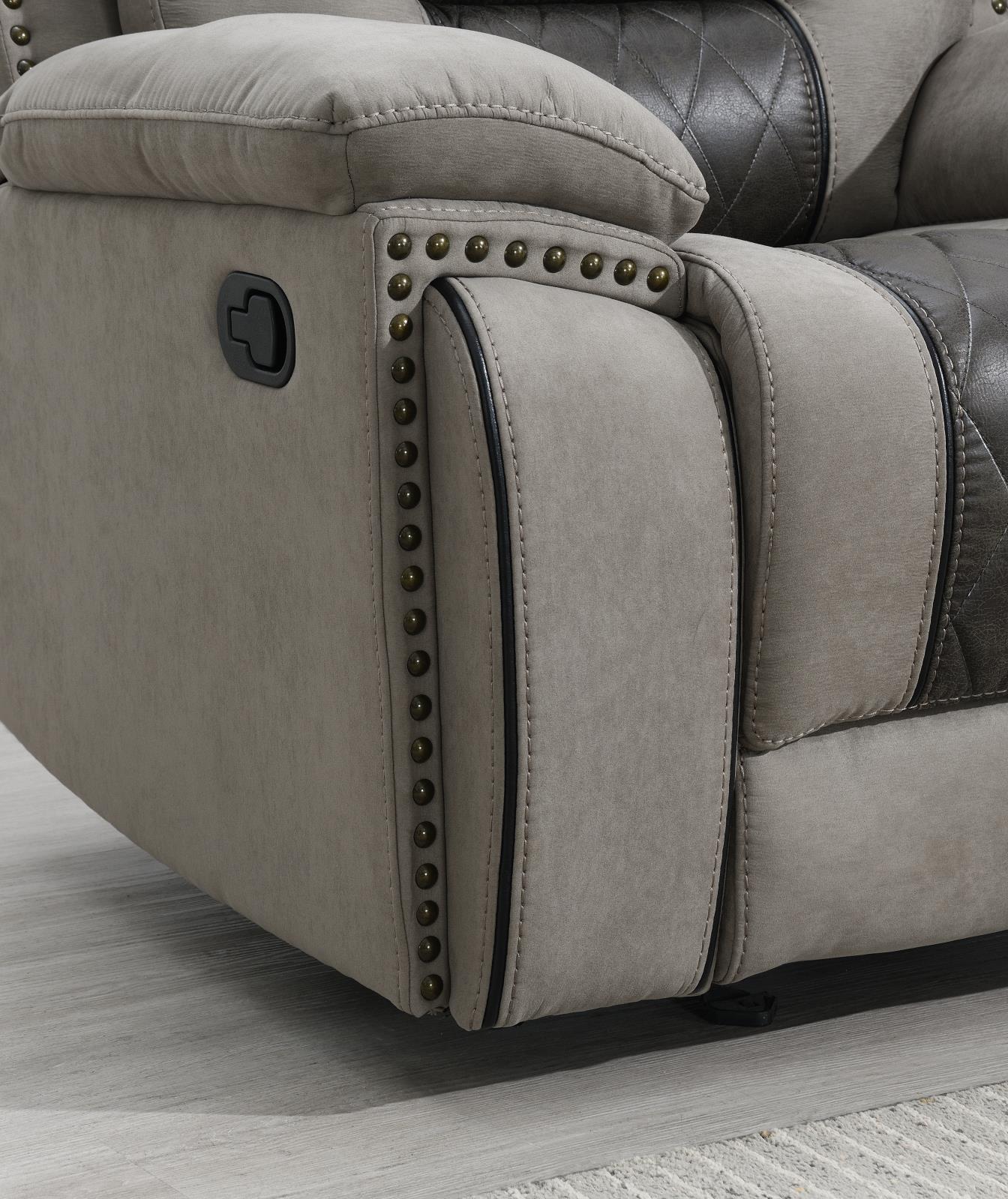Gray/Charcoal Motion Sofa with Drop-Down (U142) — view 5