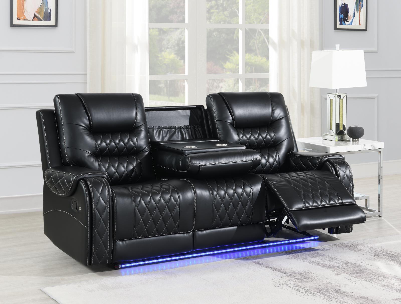 Black Motion Sofa with Drop-Down (U140)