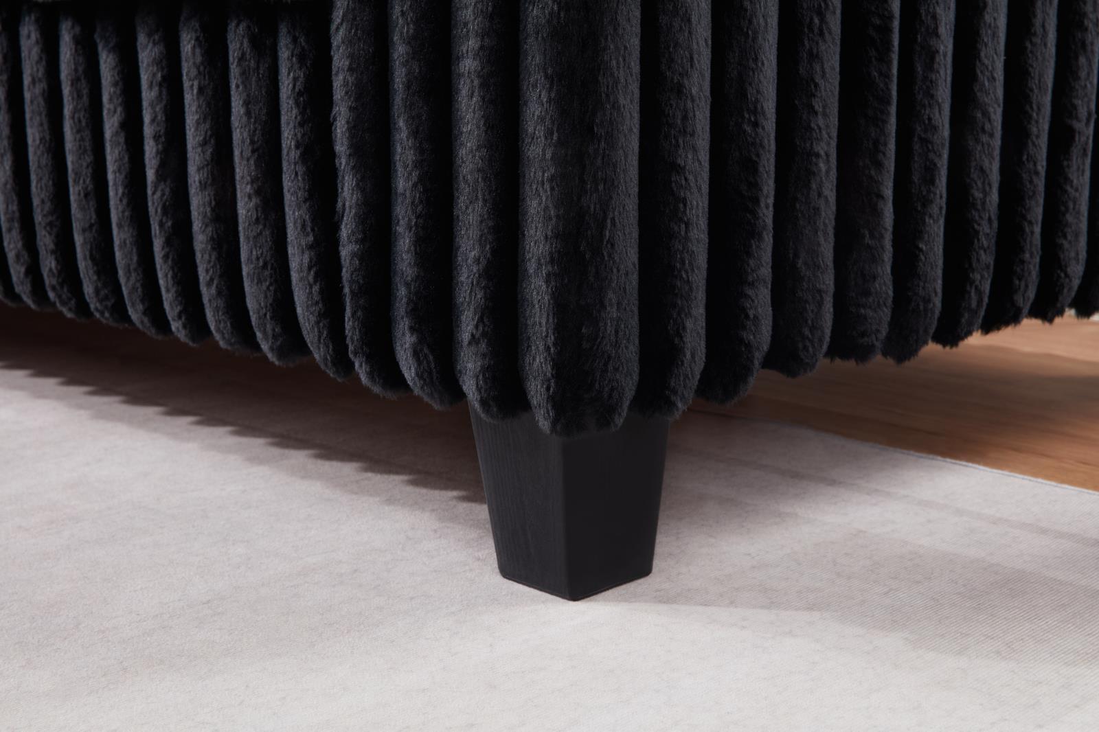 Black Corduroy Ottoman (U320) — view 3