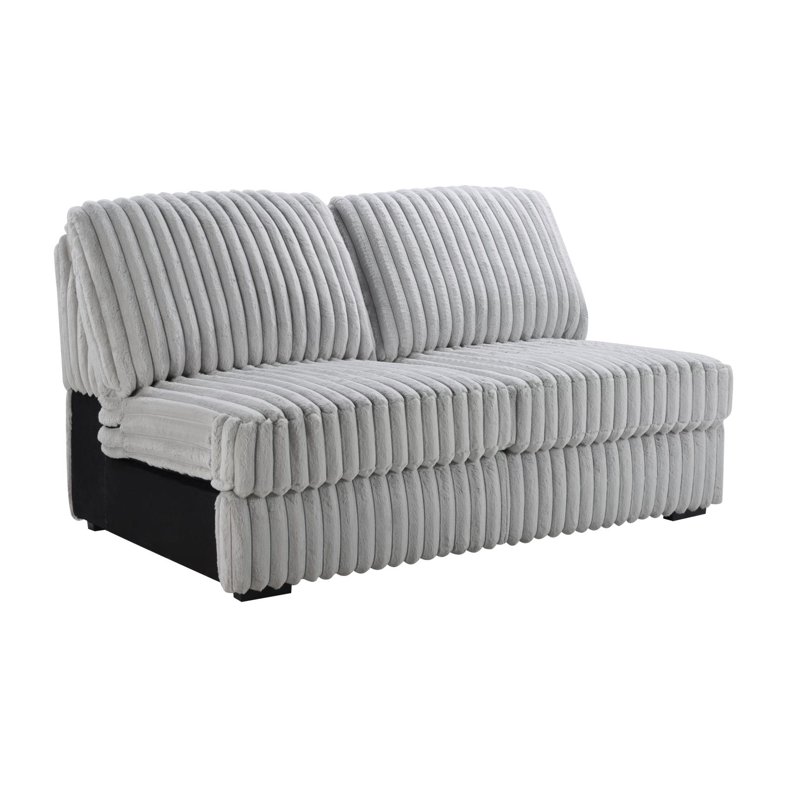 Gray Corduroy Power Reclining 4-Piece Sectional with 2 Wireless Chargers (U260) — view 5