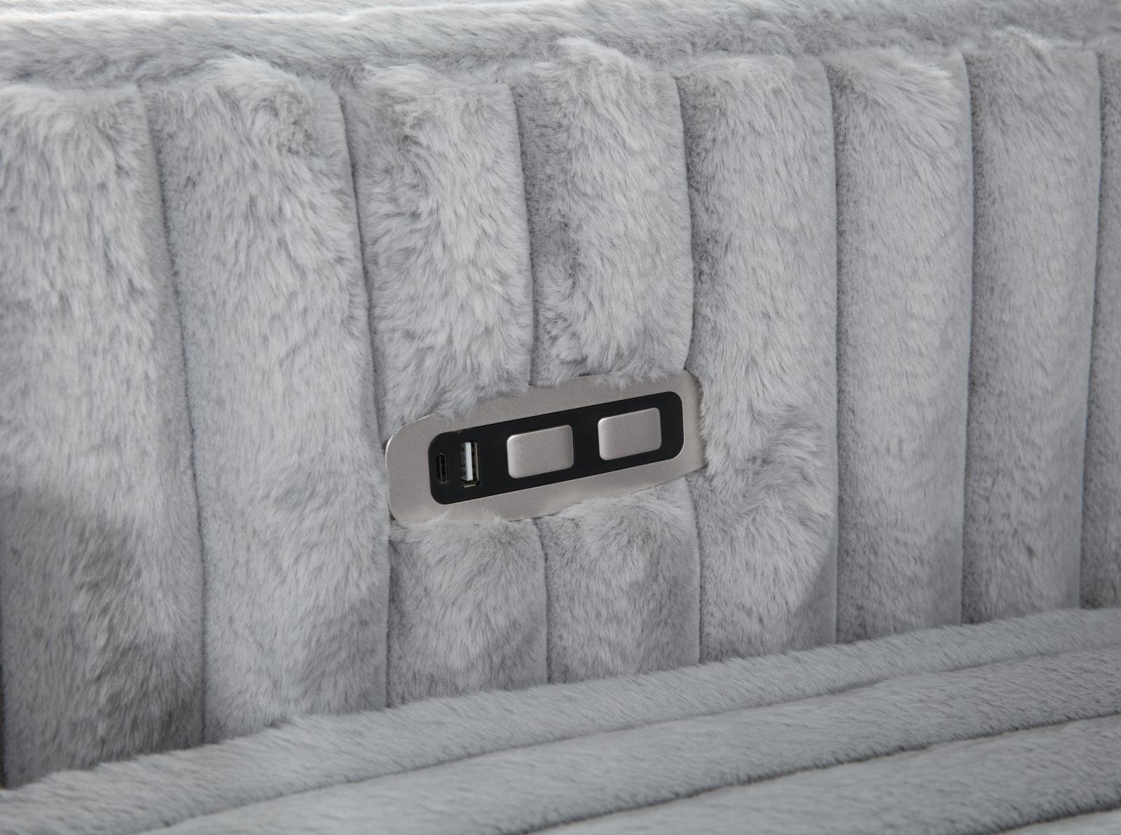 Gray Corduroy Power Reclining 4-Piece Sectional with 2 Wireless Chargers (U260) — view 9