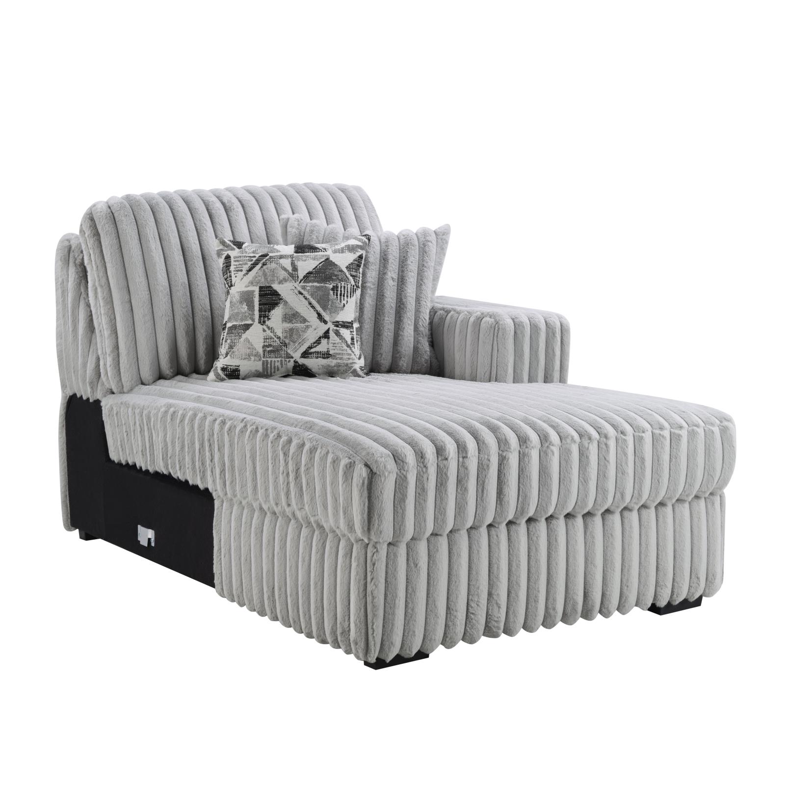 Gray Corduroy Power Reclining 4-Piece Sectional with 2 Wireless Chargers (U260) — view 4