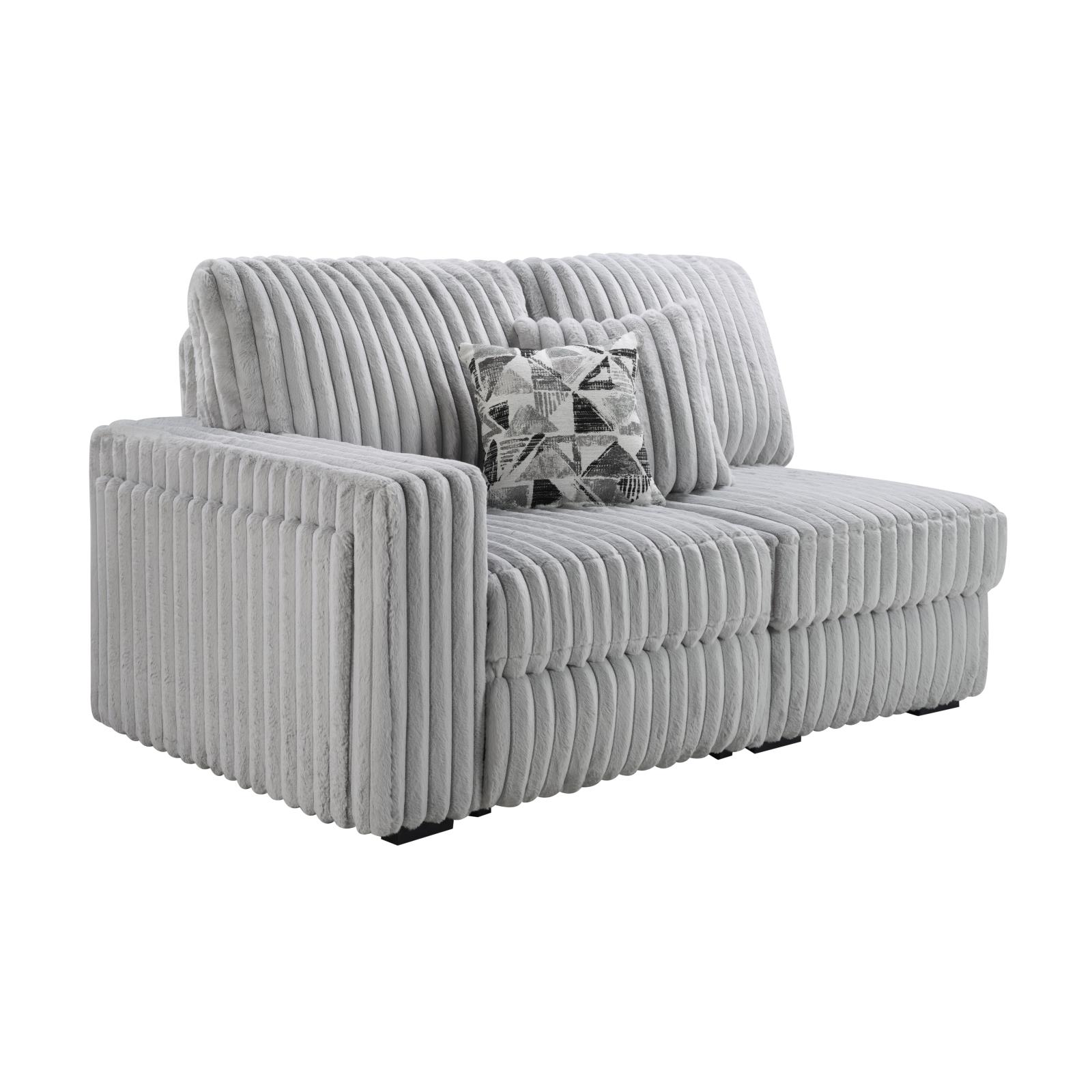 Gray Corduroy Power Reclining 4-Piece Sectional with 2 Wireless Chargers (U260) — view 3