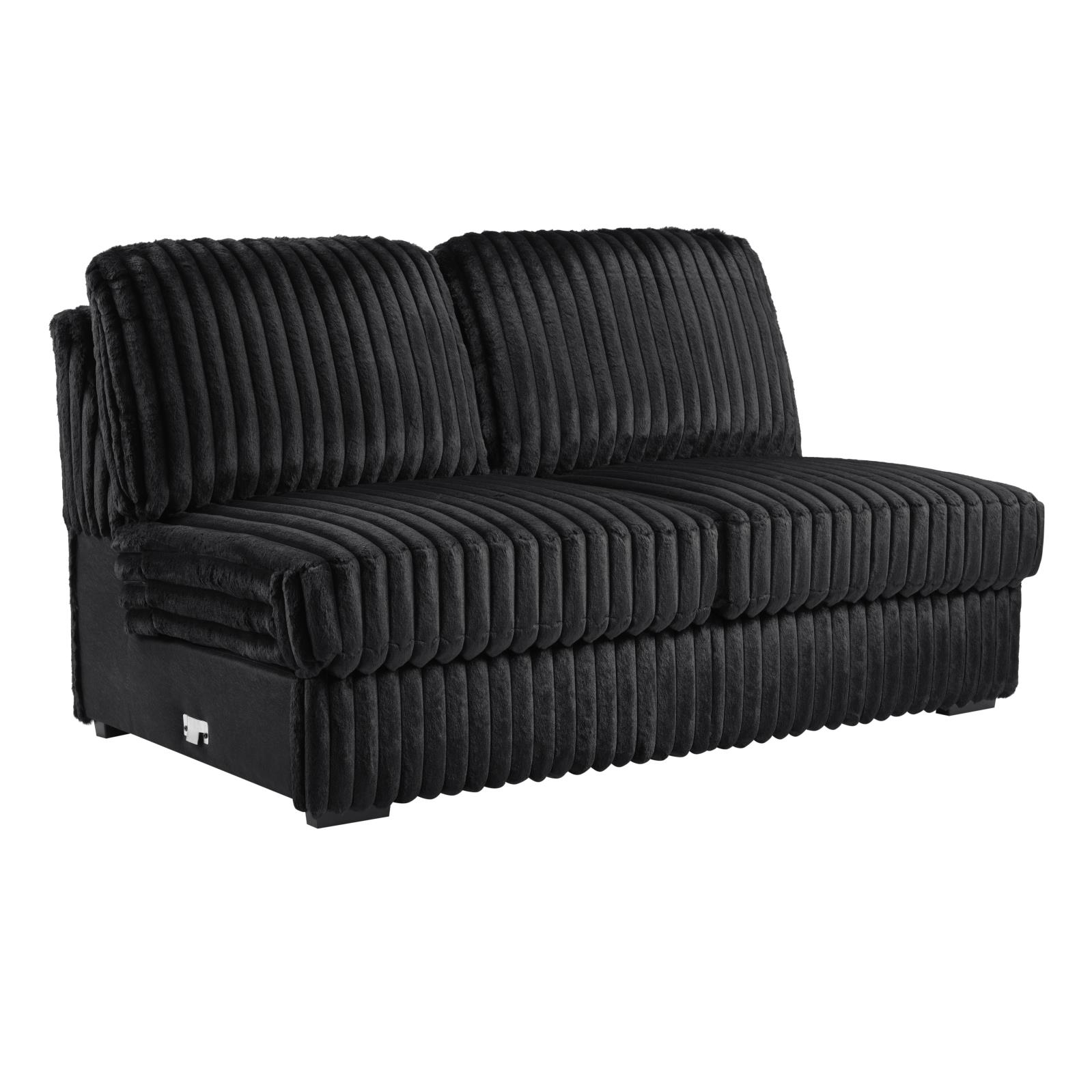 Black Corduroy Power Reclining 4-Piece Sectional (U259) — view 5