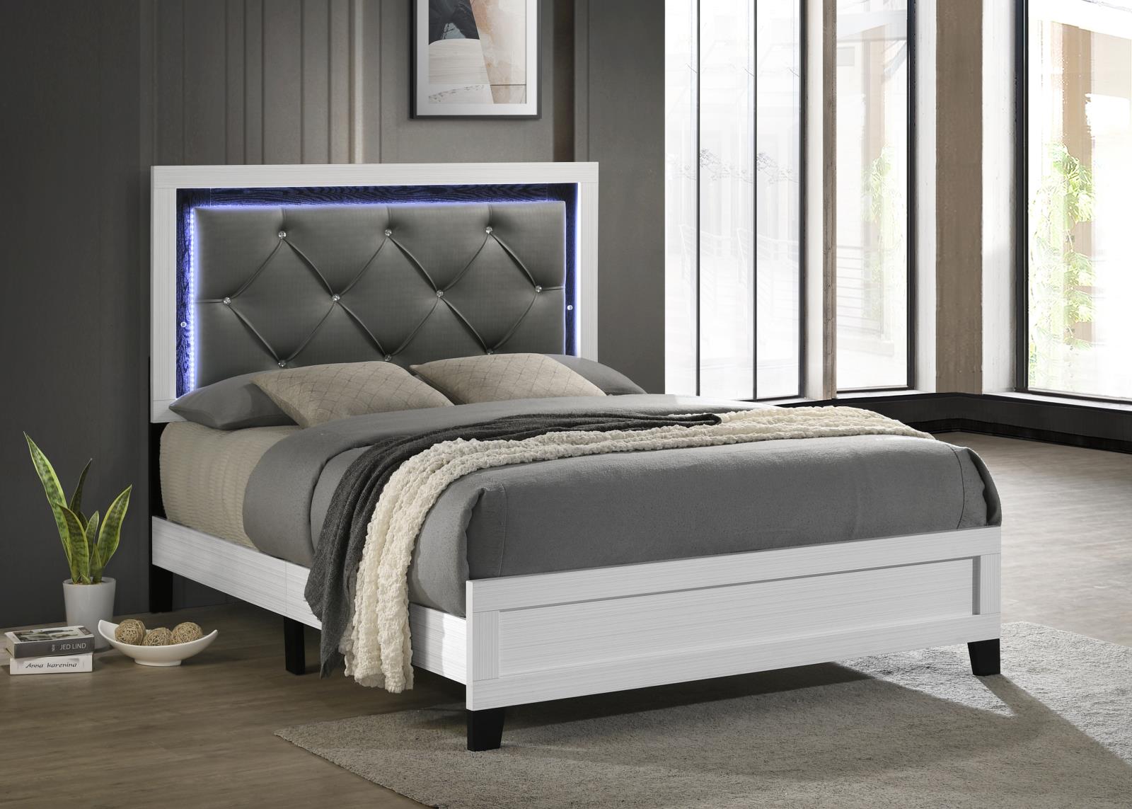 White LED King Bed (B388)