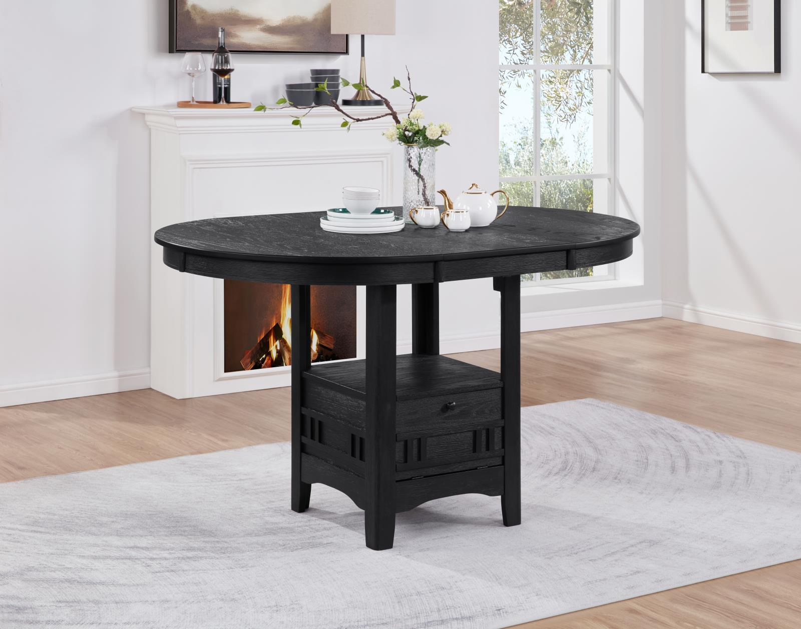 Black Dining Table & 4 Side Chairs (D151) — view 3