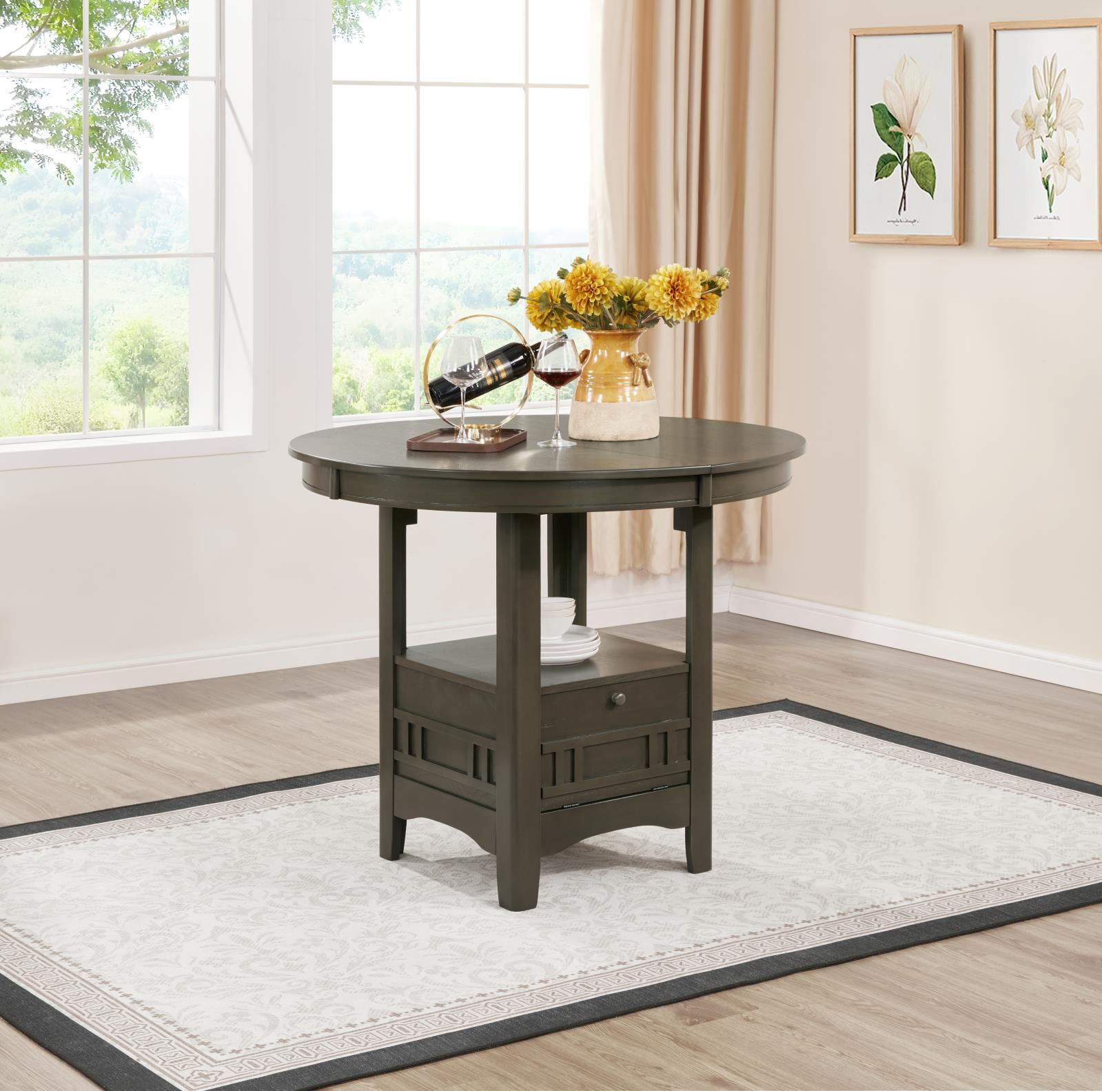 Gray Dining Table & 4 Side Chairs (D152)