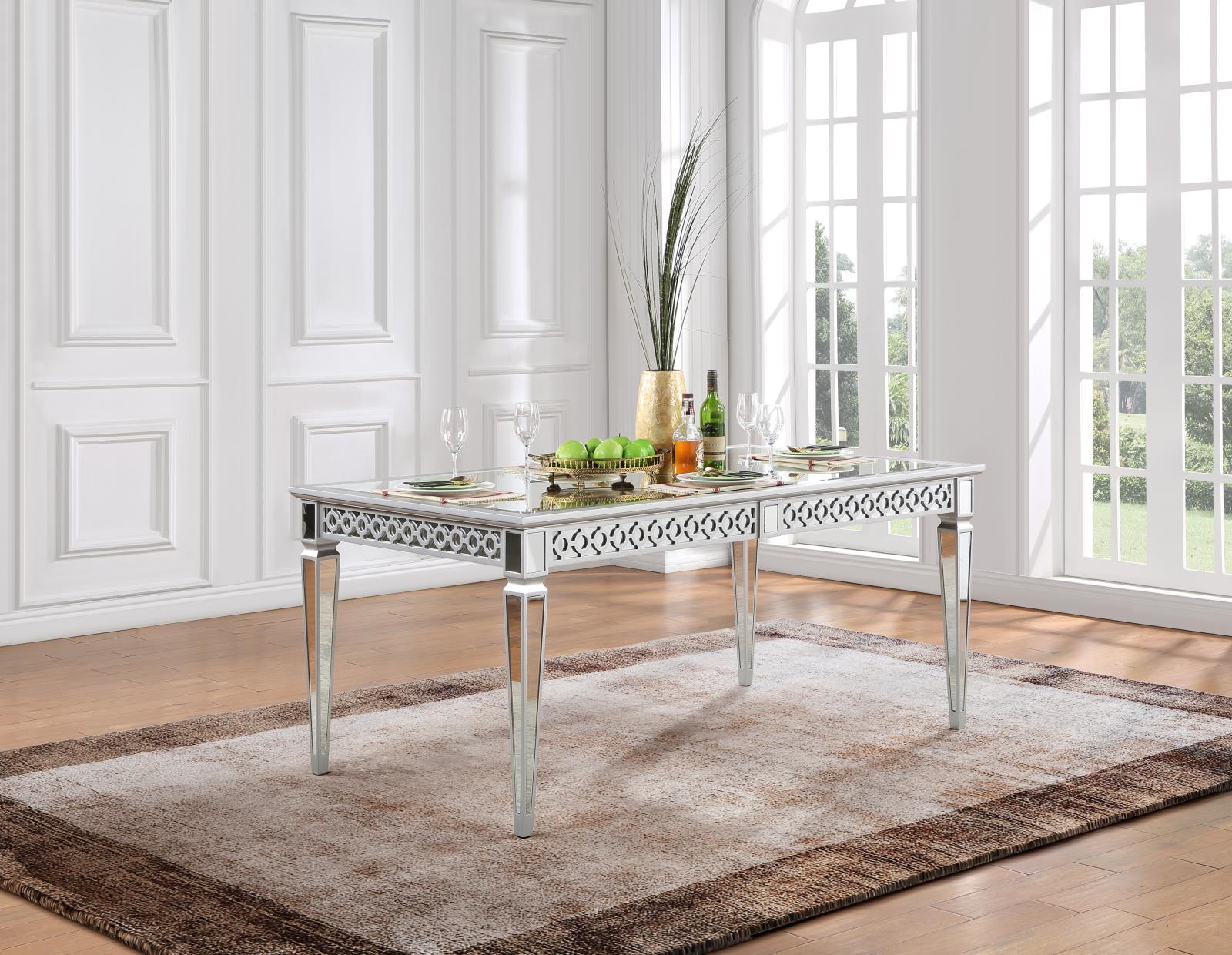 Silver/Mirror Dining Table (D082)